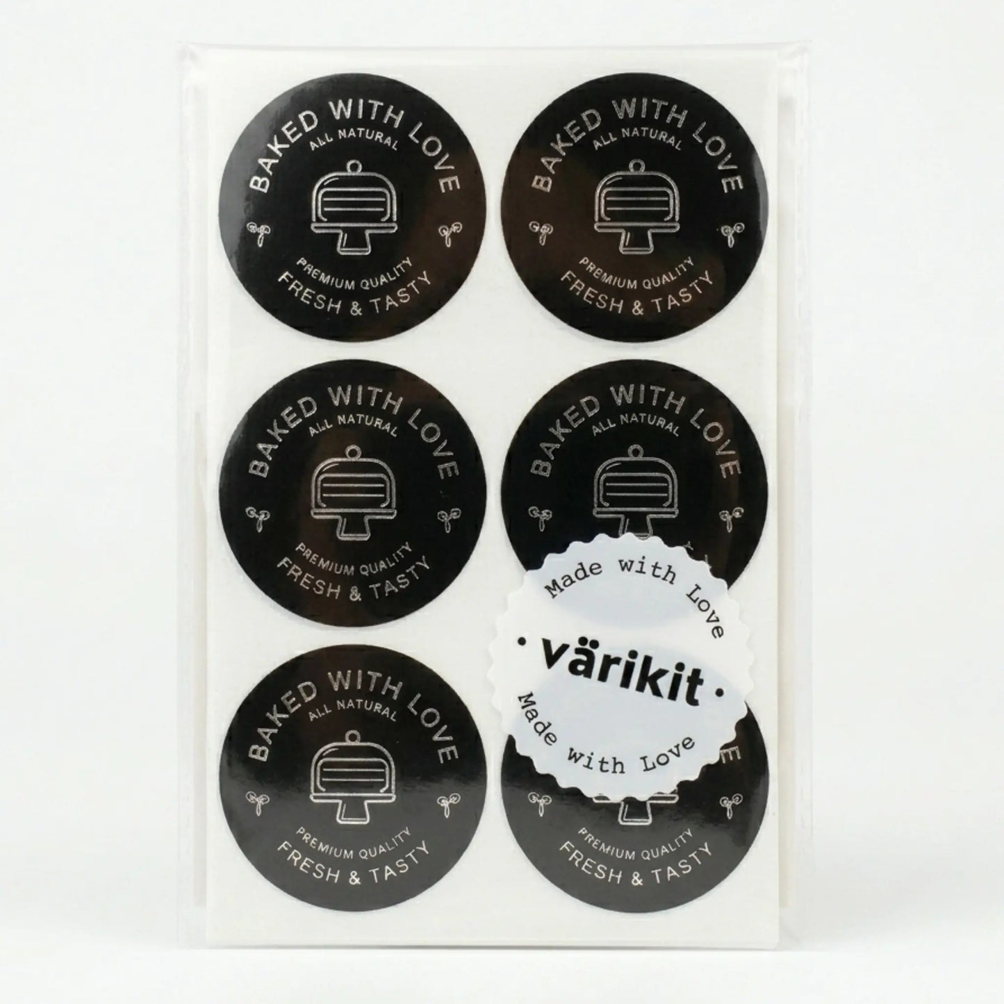 Small business baked with love sticker featuring modern cake monoline clean design