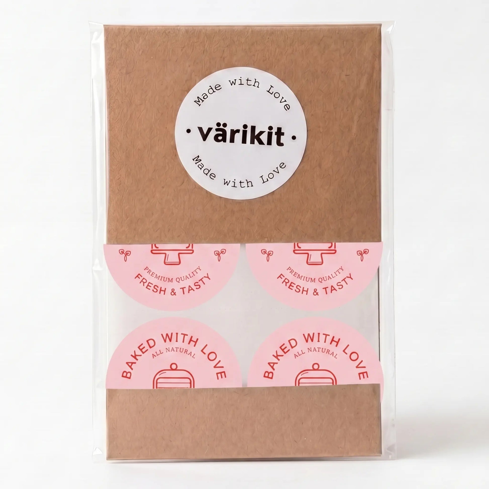 Round baked with love label with modern cake monoline clean design