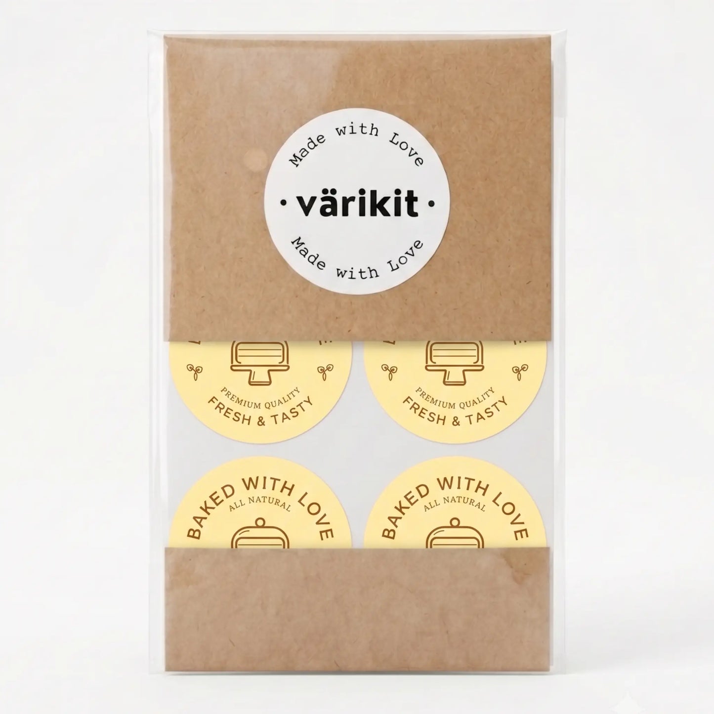 Small business baked with love sticker featuring modern cake monoline clean design