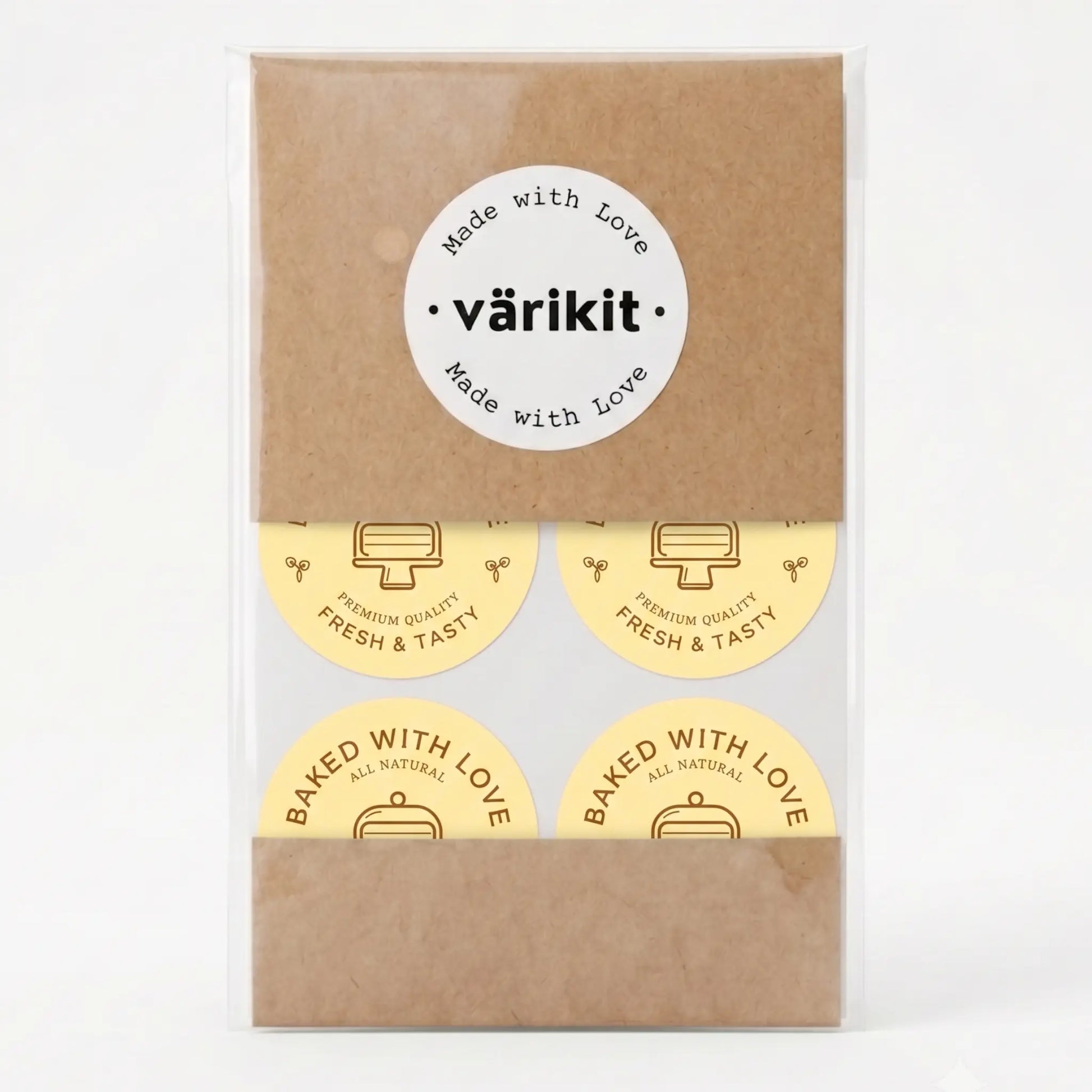 Small business baked with love sticker featuring modern cake monoline clean design
