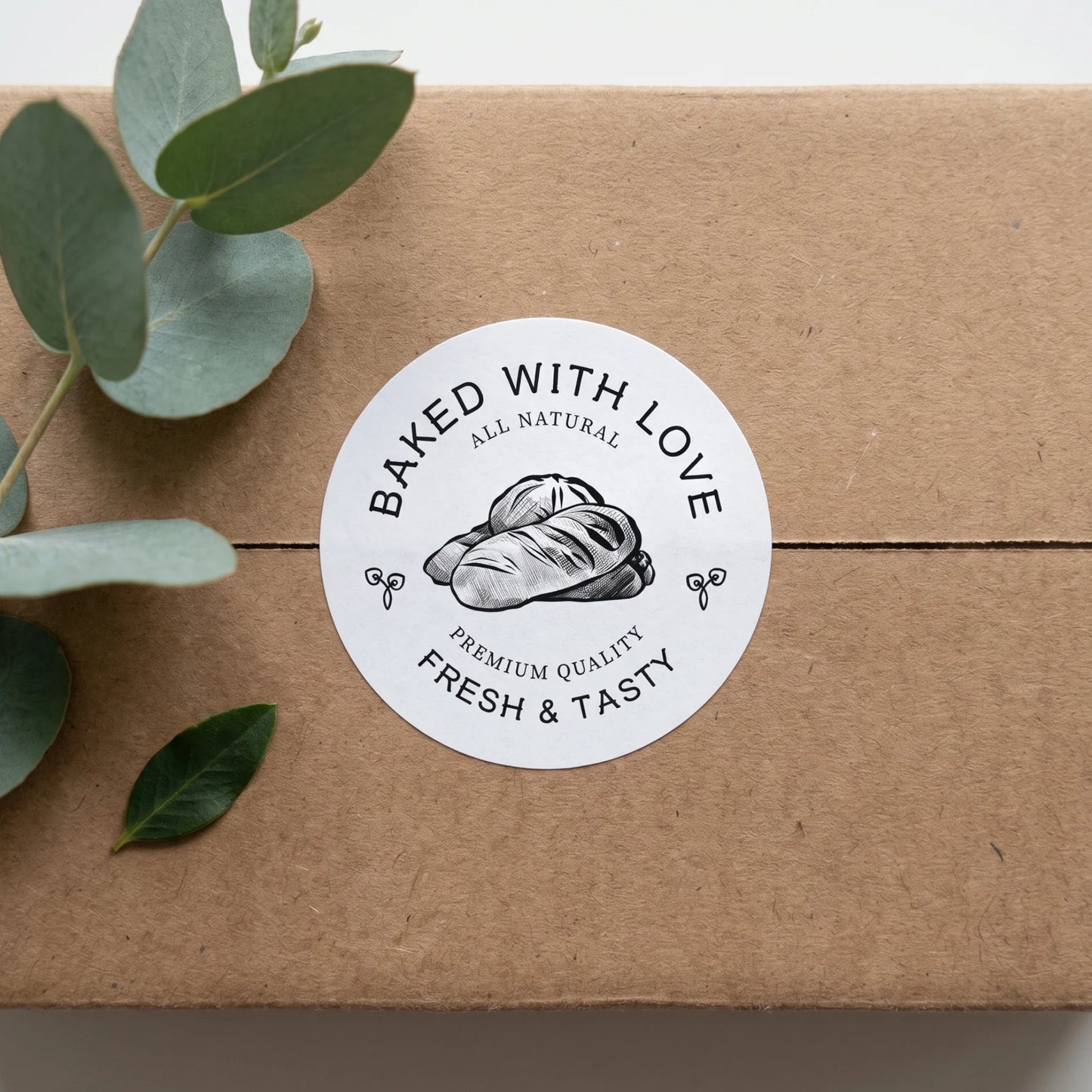 Baked with Love Stickers for Small Business, Artisan Bread Etching, 2-Inch Round, 60 Labels | Varikit