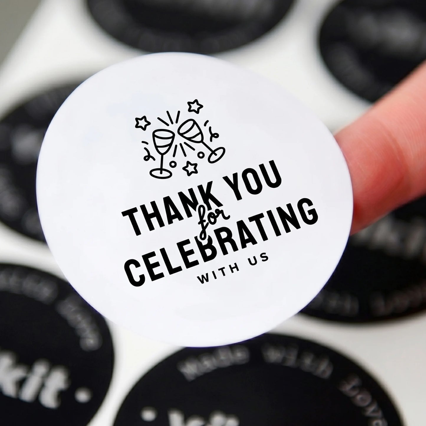 Playful Thank You Stickers for Small Business, Champagne Toast, 2-Inch Round, 60 Labels | Varikit