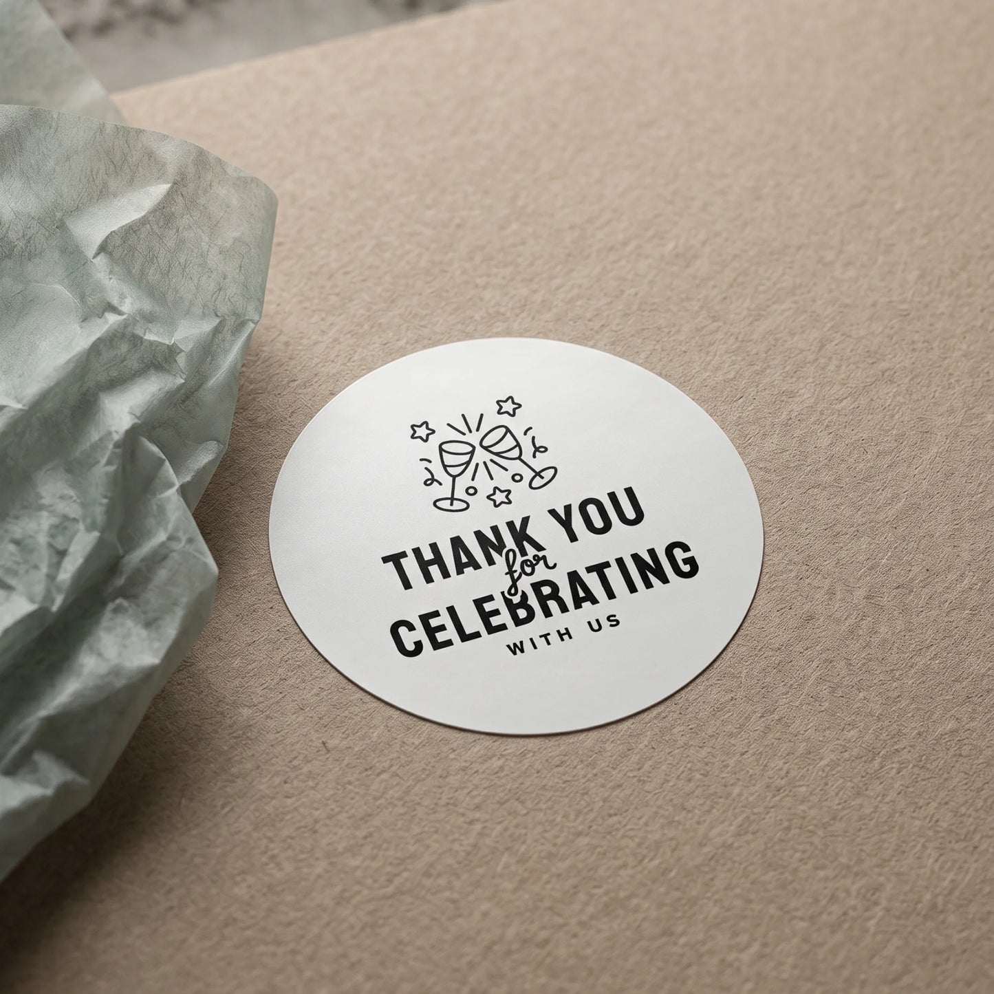 Playful Thank You Stickers for Small Business, Champagne Toast, 2-Inch Round, 60 Labels | Varikit