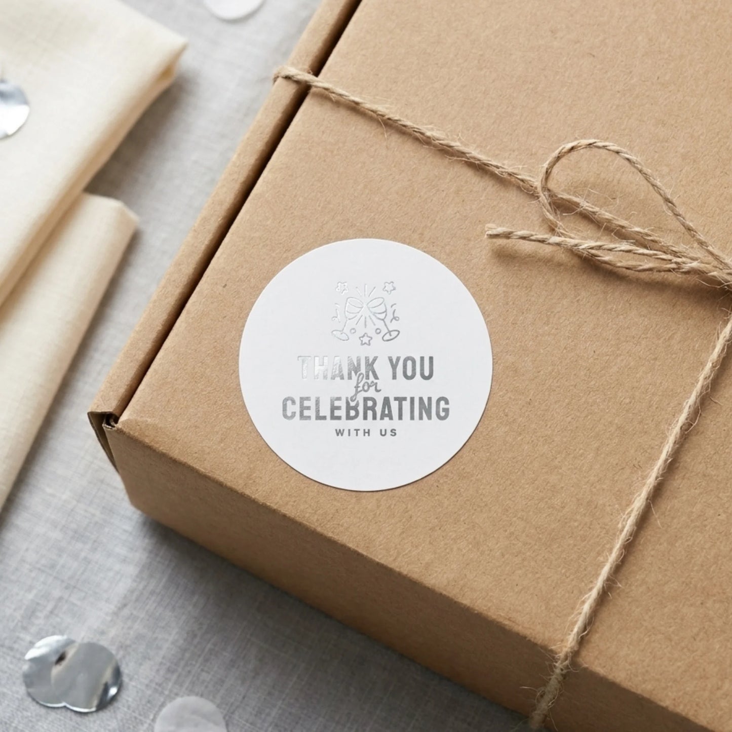 Playful Thank You Stickers for Small Business, Champagne Toast, 2-Inch Round, 60 Labels | Varikit