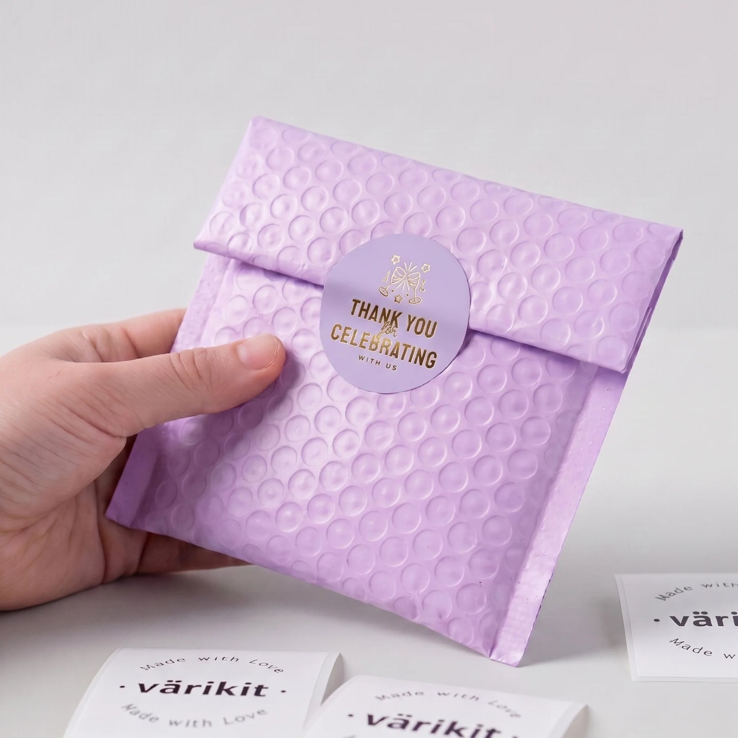 Playful Thank You Stickers for Small Business, Champagne Toast, 2-Inch Round, 60 Labels | Varikit