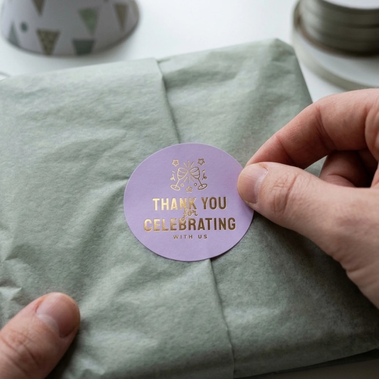 Playful Thank You Stickers for Small Business, Champagne Toast, 2-Inch Round, 60 Labels | Varikit