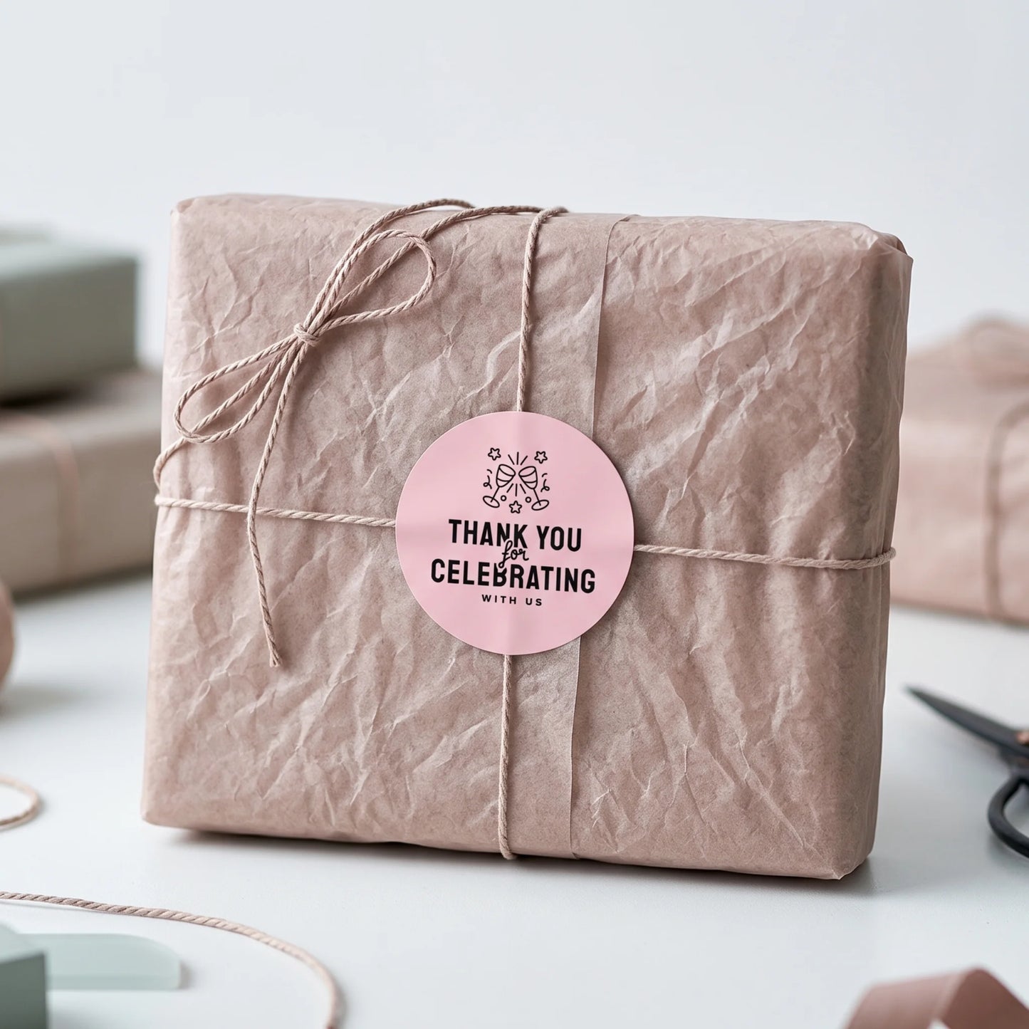 Playful Thank You Stickers for Small Business, Champagne Toast, 2-Inch Round, 60 Labels | Varikit