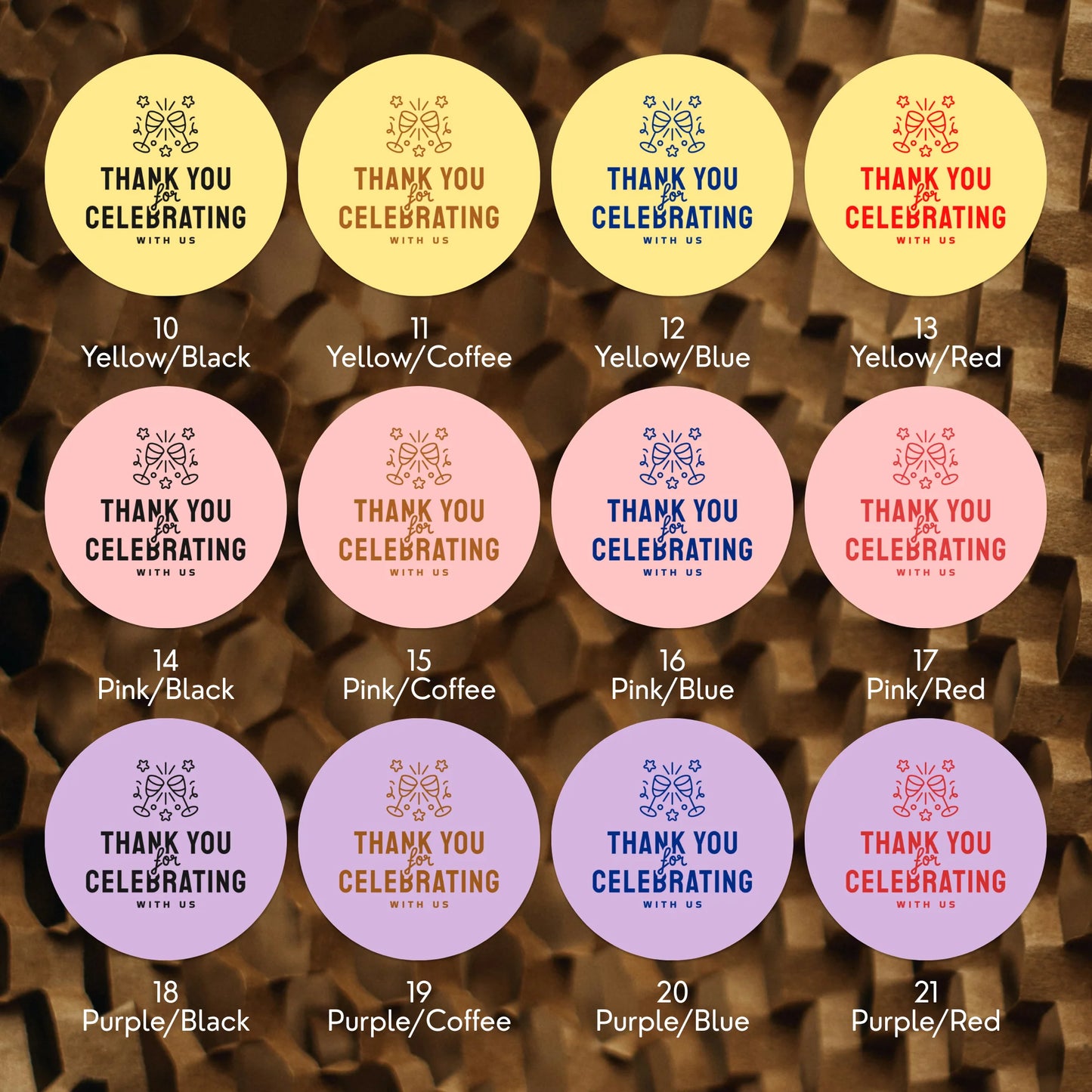 Playful Thank You Stickers for Small Business, Champagne Toast, 2-Inch Round, 60 Labels | Varikit