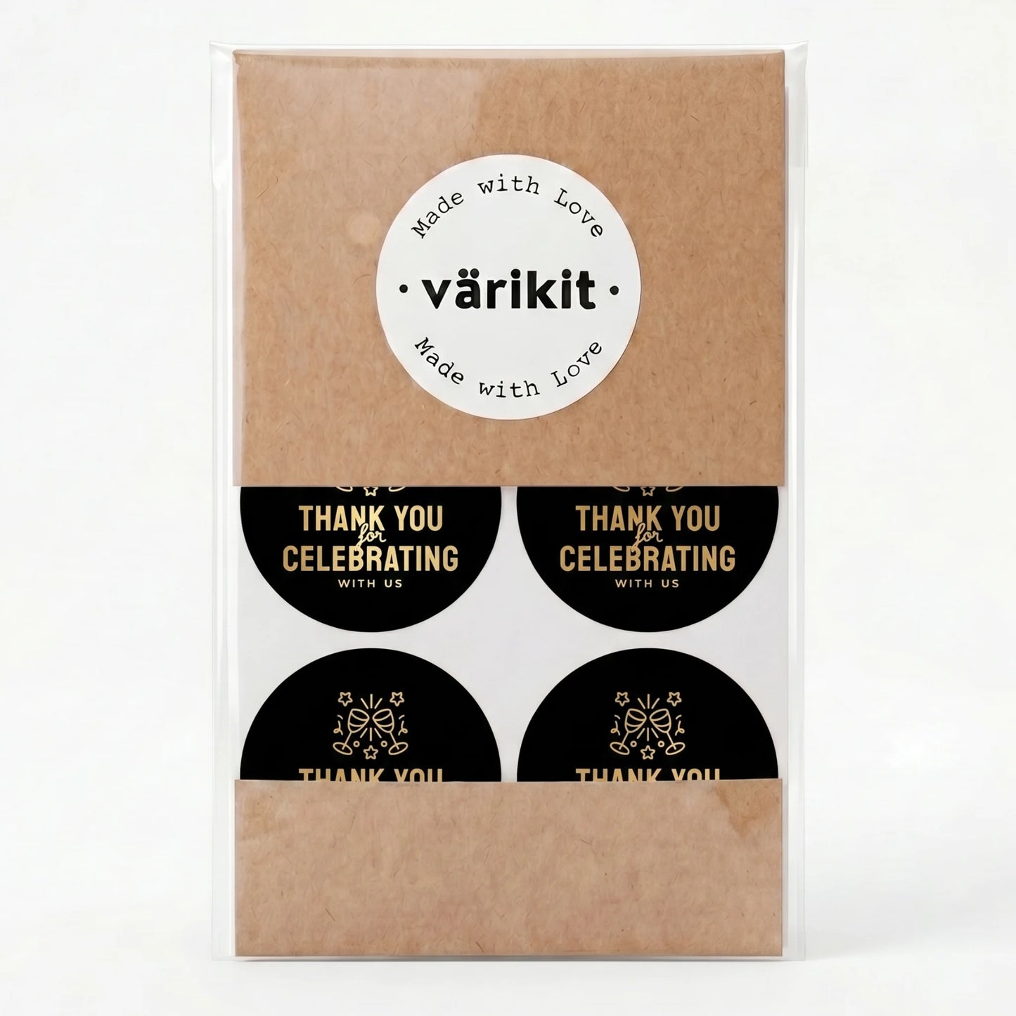 Playful Thank You Stickers for Small Business, Champagne Toast, 2-Inch Round, 60 Labels | Varikit