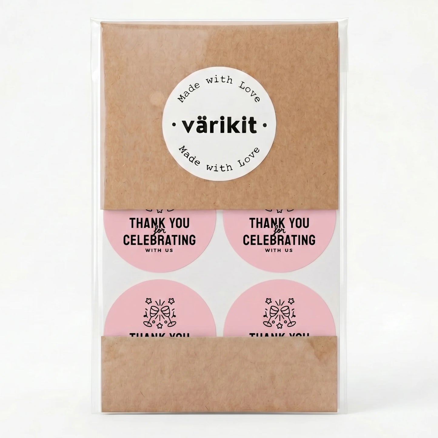 Playful Thank You Stickers for Small Business, Champagne Toast, 2-Inch Round, 60 Labels | Varikit
