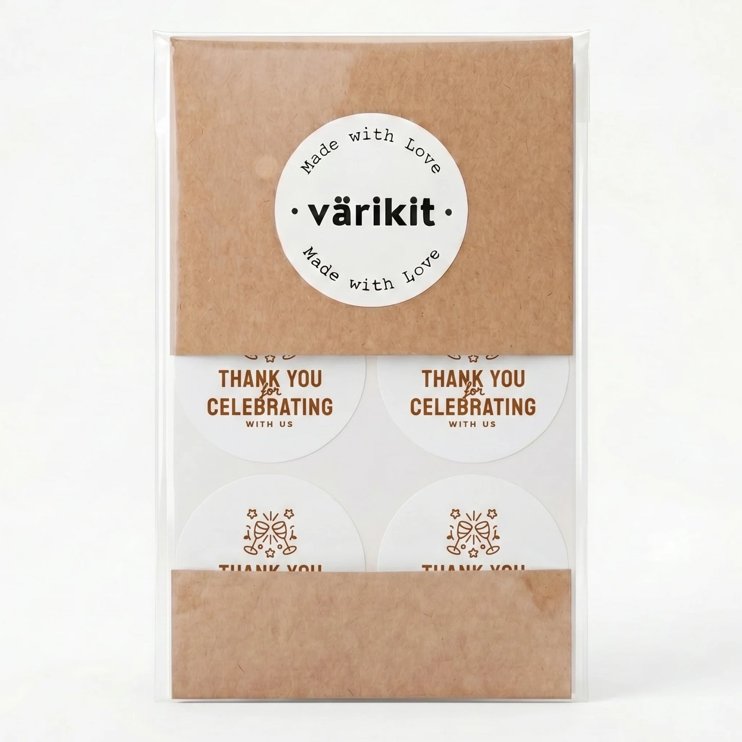 Playful Thank You Stickers for Small Business, Champagne Toast, 2-Inch Round, 60 Labels | Varikit