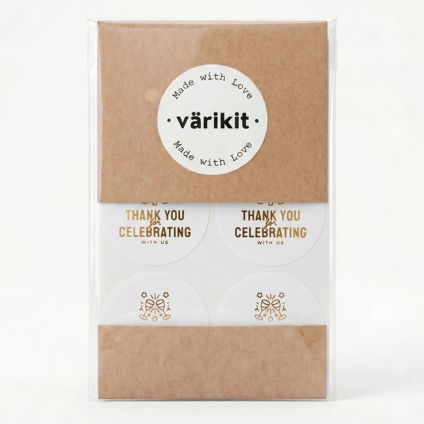 Playful Thank You Stickers for Small Business, Champagne Toast, 2-Inch Round, 60 Labels | Varikit