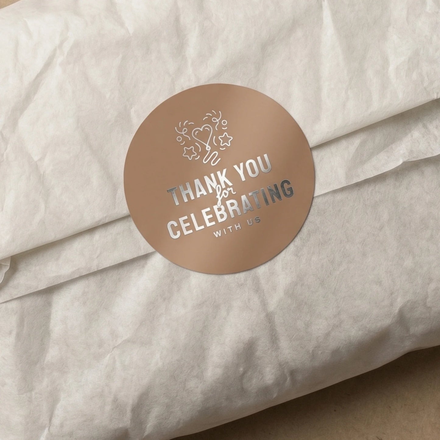 Playful Thank You Stickers for Small Business, Heart Balloon Confetti, 2-Inch Round, 60 Labels | Varikit