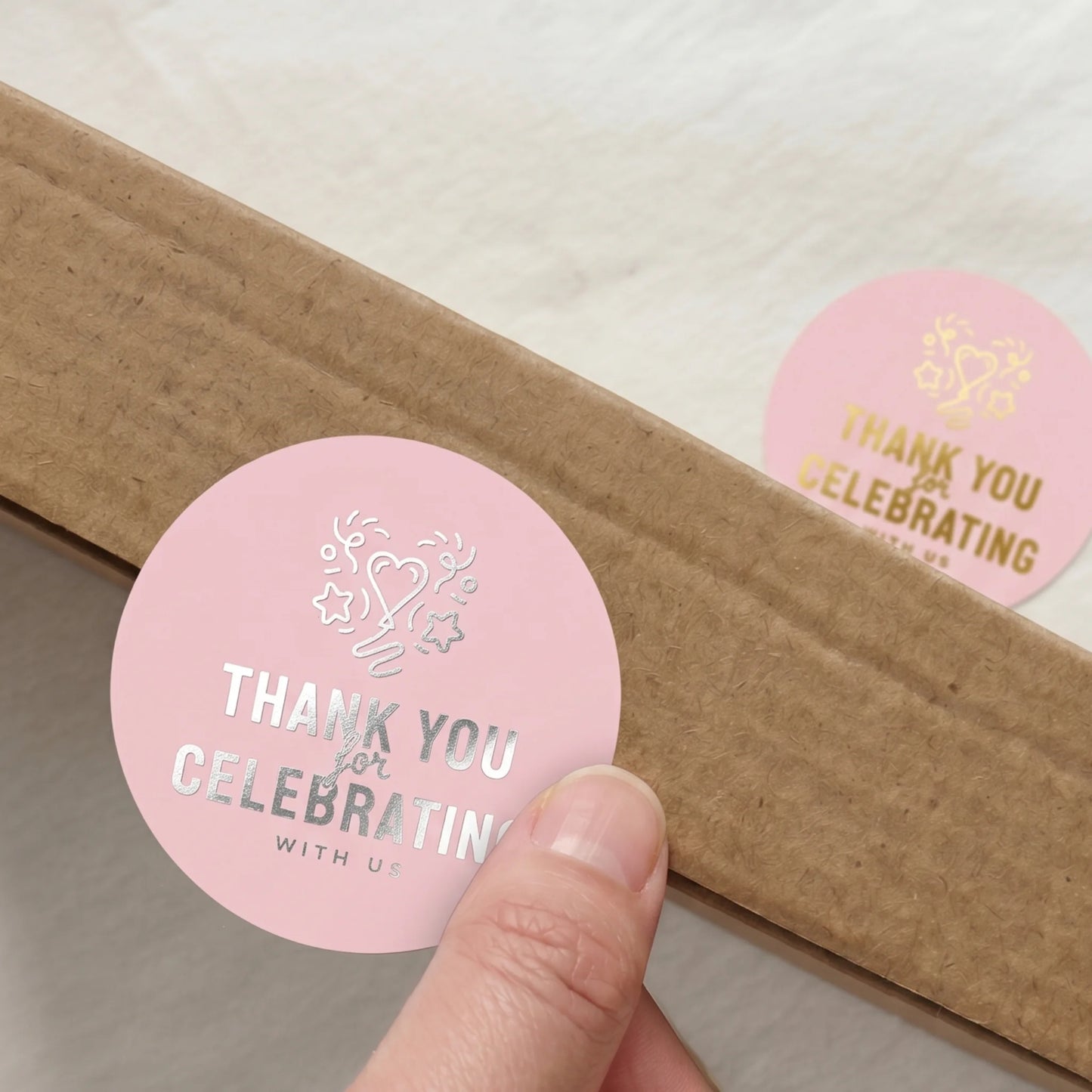 Playful Thank You Stickers for Small Business, Heart Balloon Confetti, 2-Inch Round, 60 Labels | Varikit