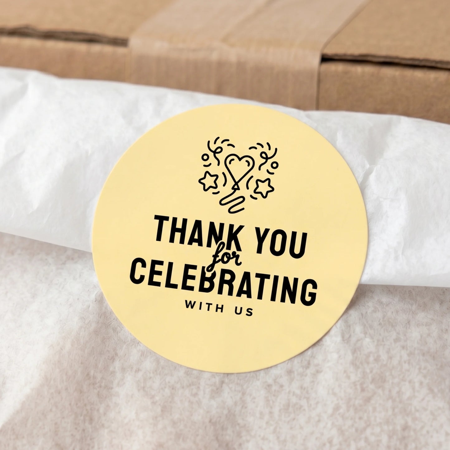 Playful Thank You Stickers for Small Business, Heart Balloon Confetti, 2-Inch Round, 60 Labels | Varikit