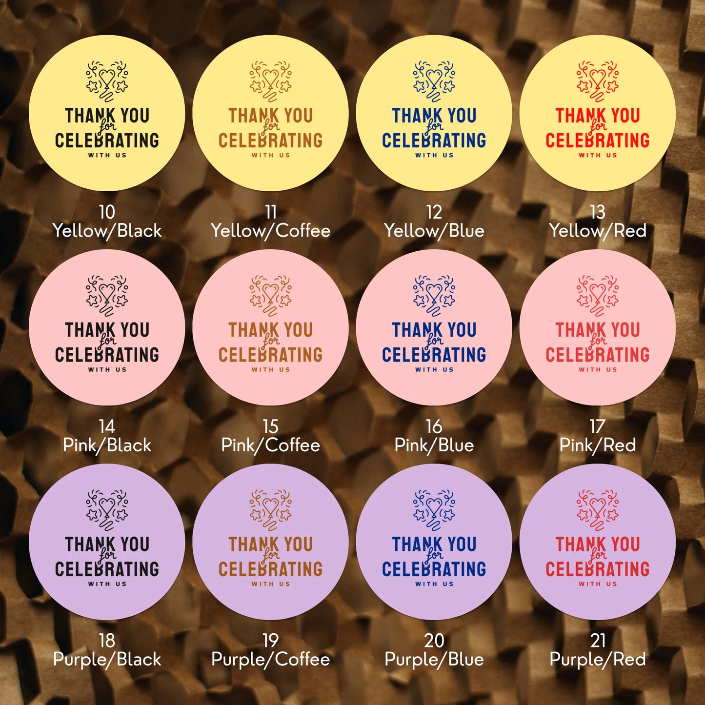 Playful Thank You Stickers for Small Business, Heart Balloon Confetti, 2-Inch Round, 60 Labels | Varikit