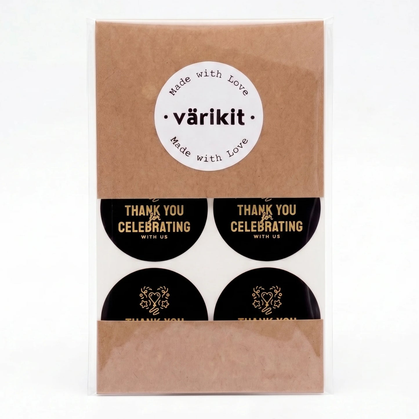 Playful Thank You Stickers for Small Business, Heart Balloon Confetti, 2-Inch Round, 60 Labels | Varikit