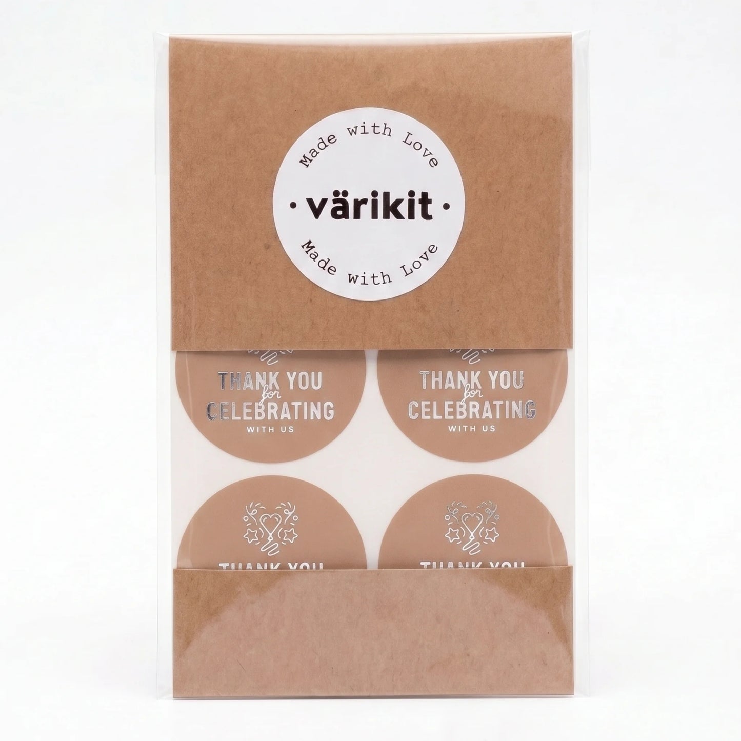 Playful Thank You Stickers for Small Business, Heart Balloon Confetti, 2-Inch Round, 60 Labels | Varikit