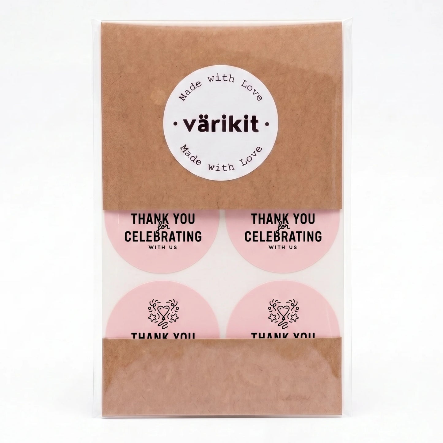 Playful Thank You Stickers for Small Business, Heart Balloon Confetti, 2-Inch Round, 60 Labels | Varikit
