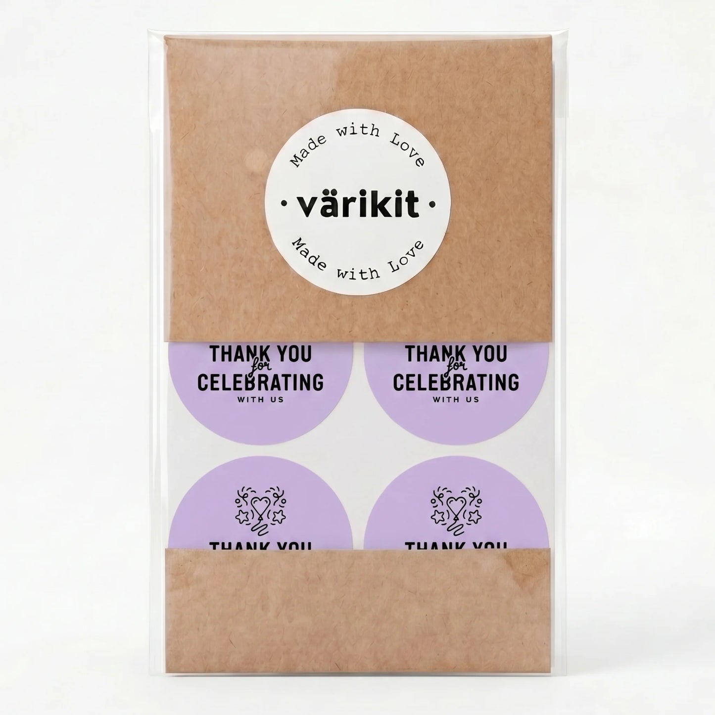 Playful Thank You Stickers for Small Business, Heart Balloon Confetti, 2-Inch Round, 60 Labels | Varikit