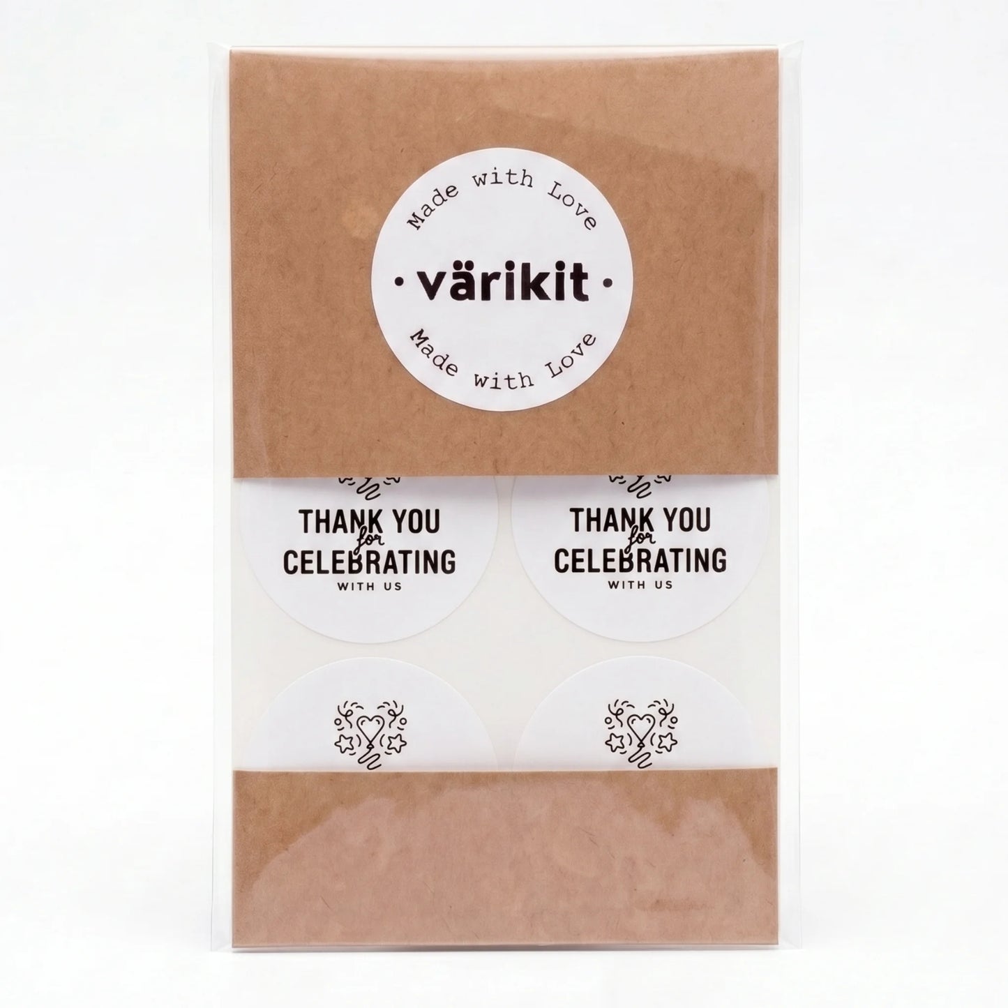 Playful Thank You Stickers for Small Business, Heart Balloon Confetti, 2-Inch Round, 60 Labels | Varikit