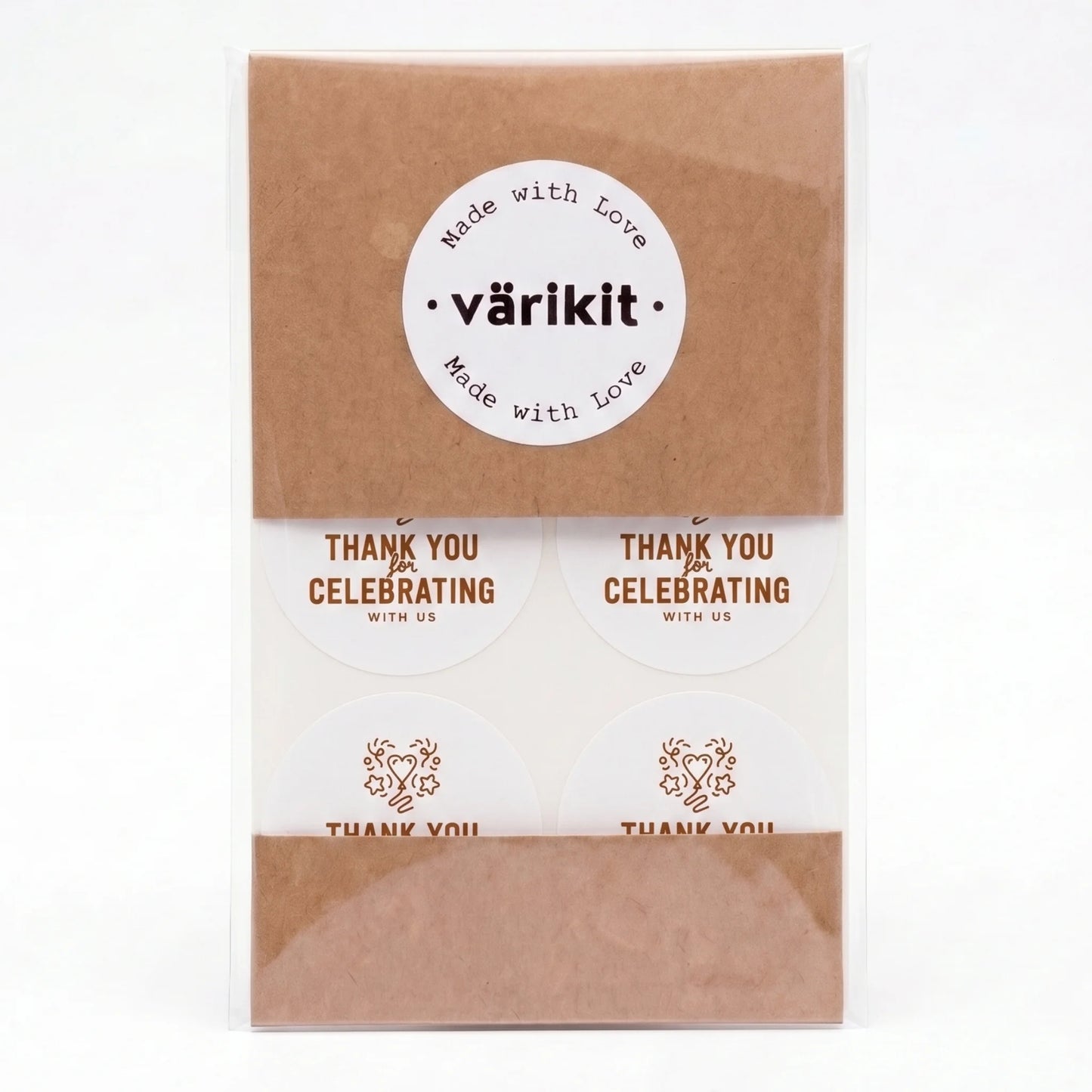 Playful Thank You Stickers for Small Business, Heart Balloon Confetti, 2-Inch Round, 60 Labels | Varikit