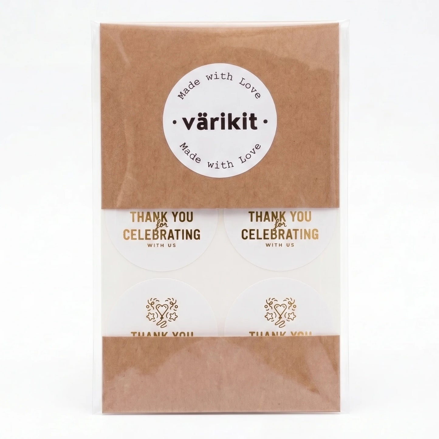 Playful Thank You Stickers for Small Business, Heart Balloon Confetti, 2-Inch Round, 60 Labels | Varikit