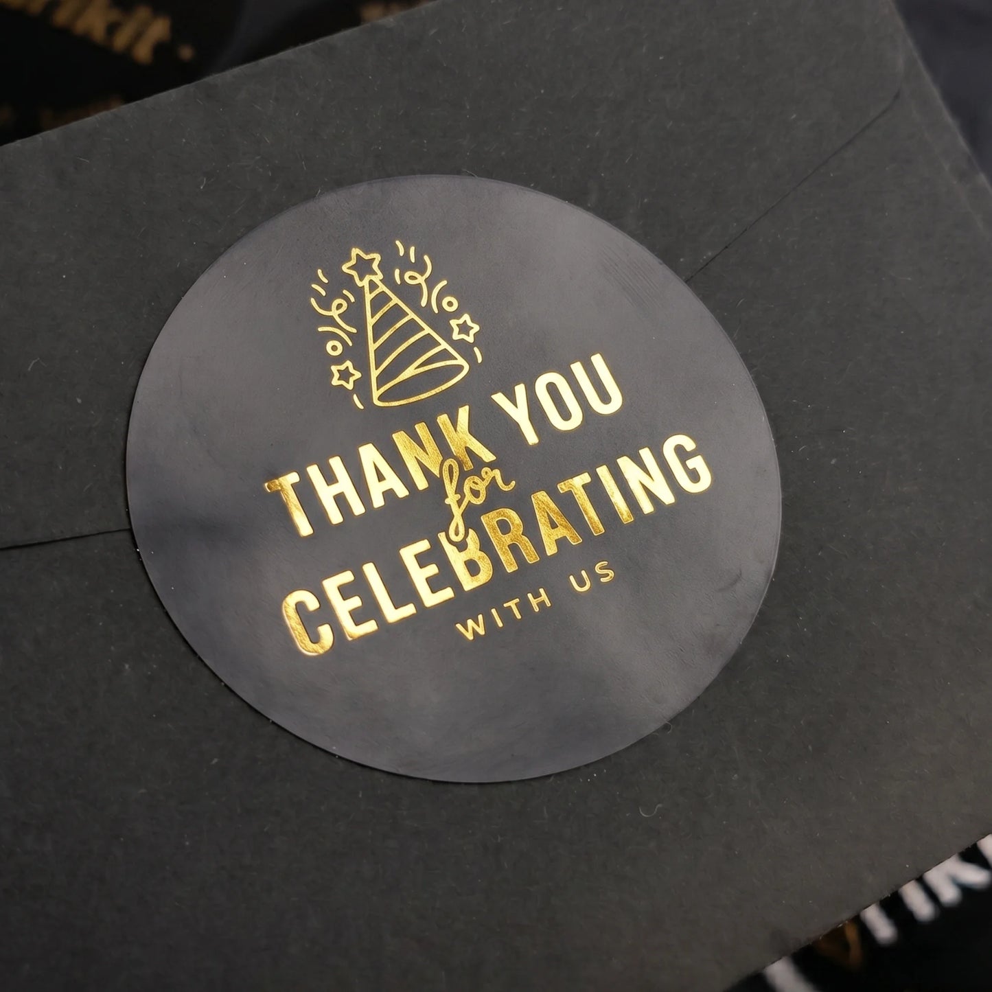 Playful Thank You Stickers for Small Business, Party Hat Sparkles, 2-Inch Round, 60 Labels | Varikit