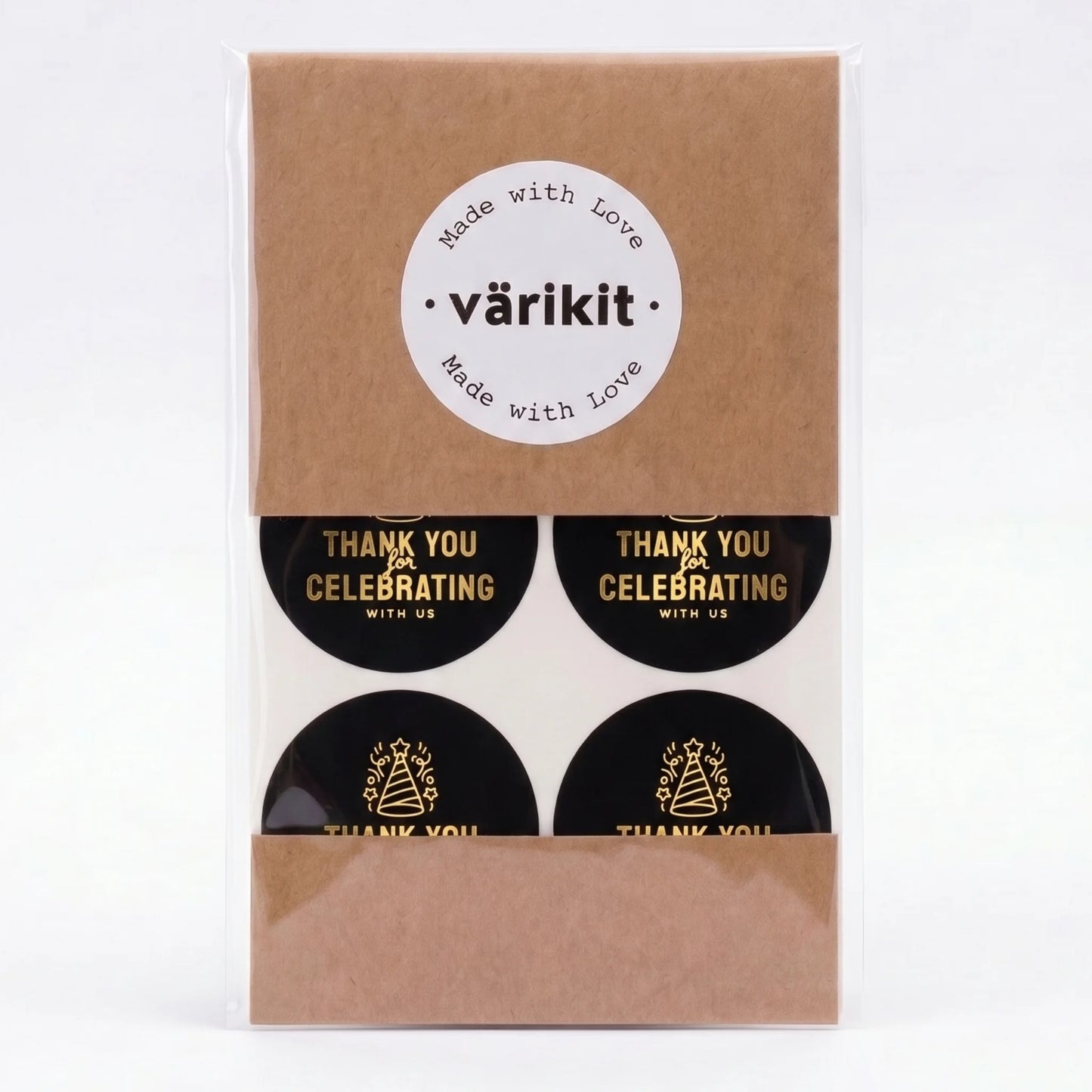 Playful Thank You Stickers for Small Business, Party Hat Sparkles, 2-Inch Round, 60 Labels | Varikit