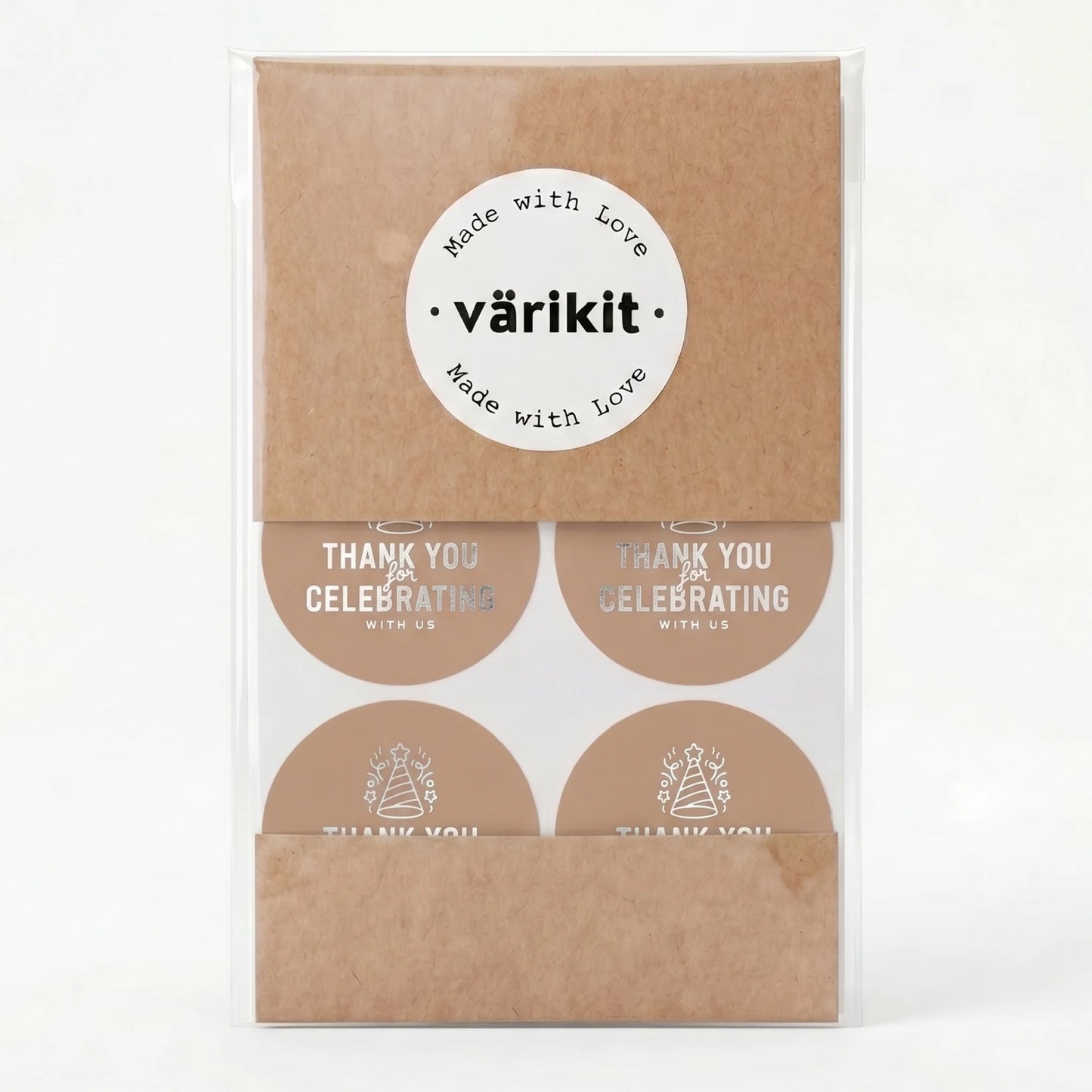 Playful Thank You Stickers for Small Business, Party Hat Sparkles, 2-Inch Round, 60 Labels | Varikit