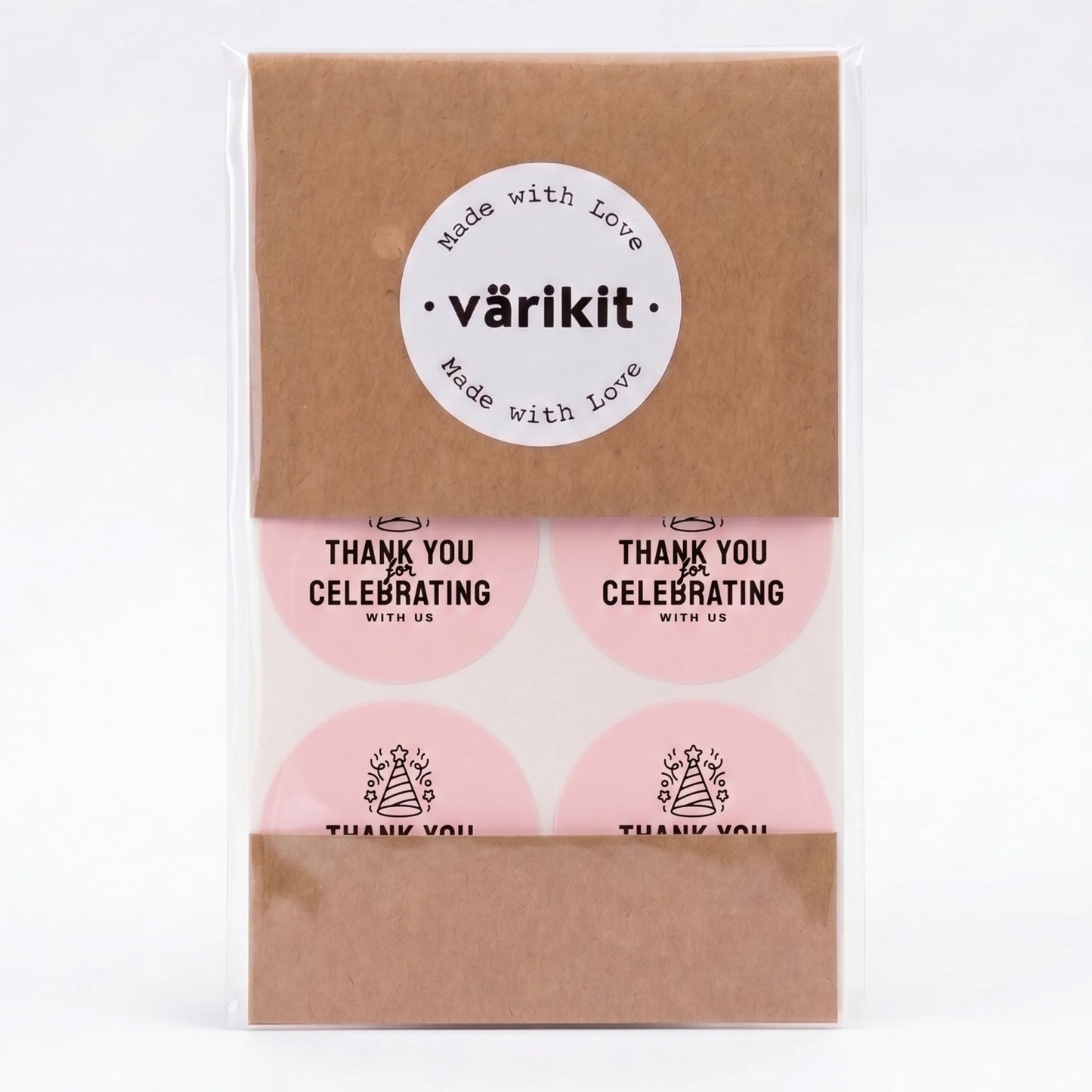 Playful Thank You Stickers for Small Business, Party Hat Sparkles, 2-Inch Round, 60 Labels | Varikit