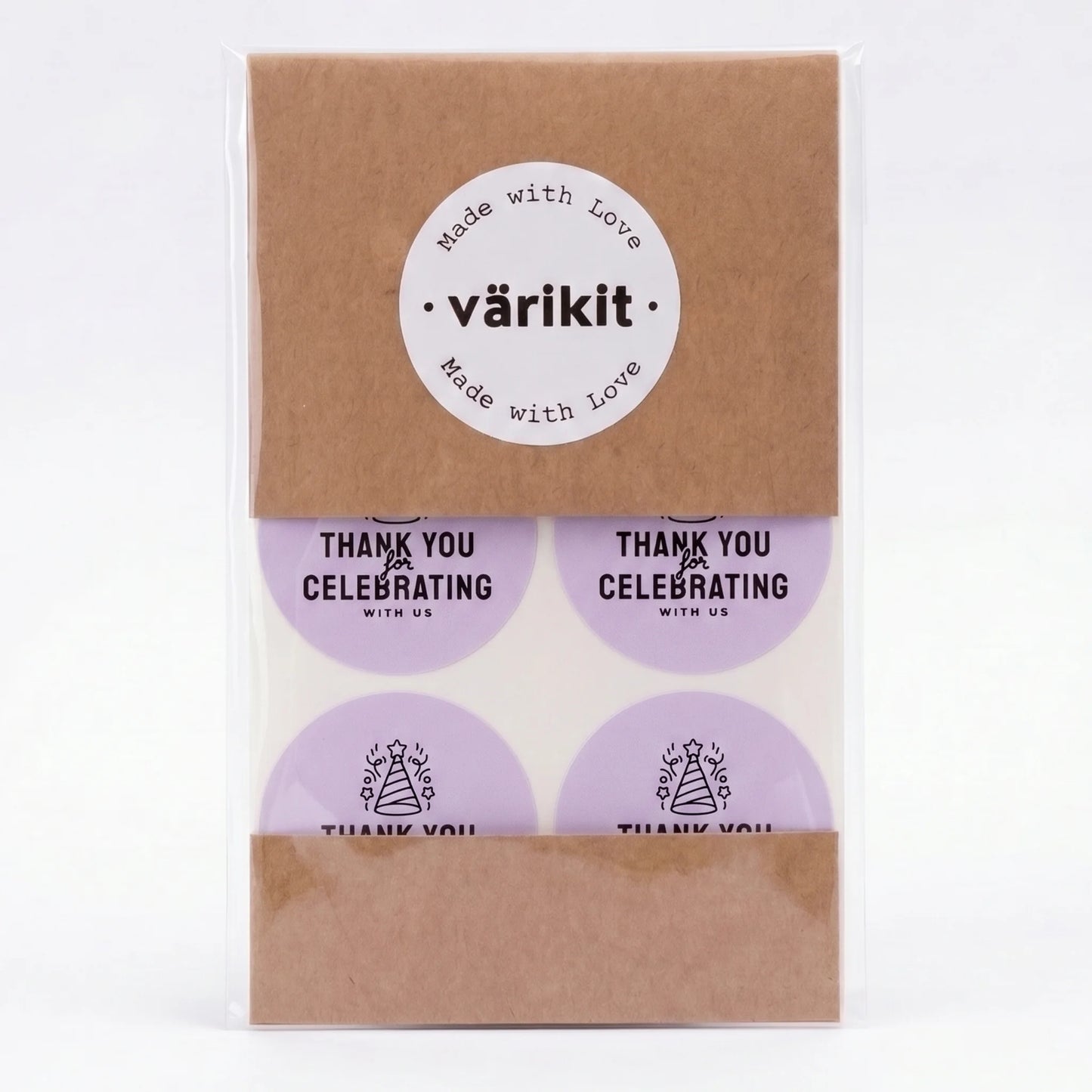 Playful Thank You Stickers for Small Business, Party Hat Sparkles, 2-Inch Round, 60 Labels | Varikit