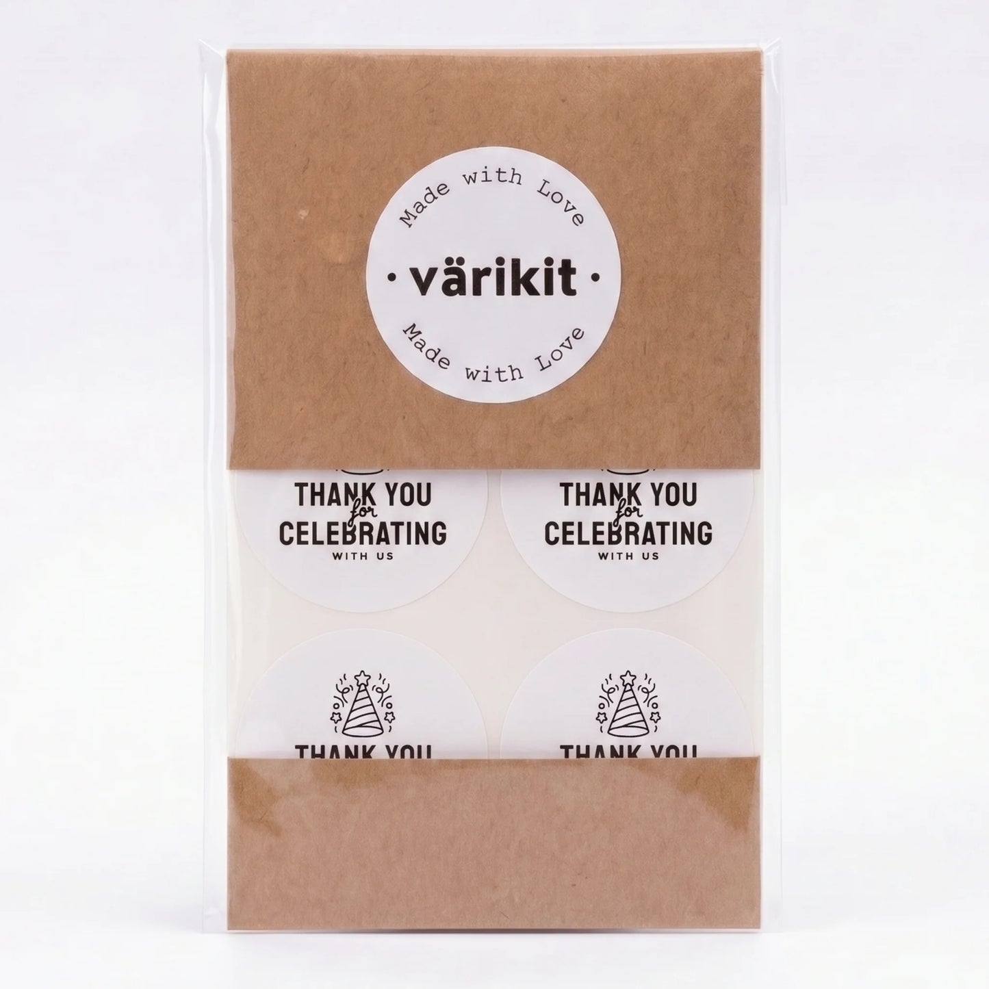 Playful Thank You Stickers for Small Business, Party Hat Sparkles, 2-Inch Round, 60 Labels | Varikit