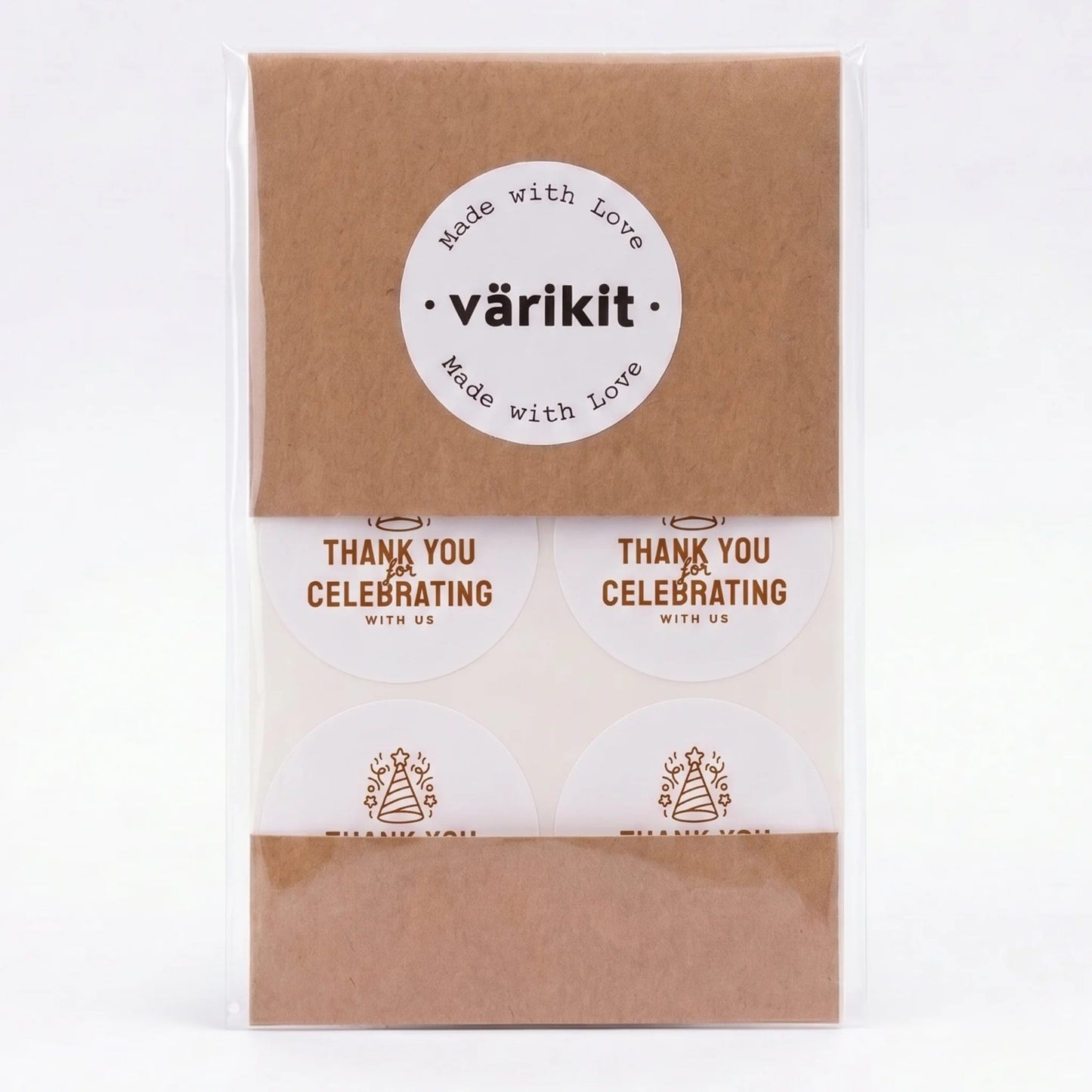 Playful Thank You Stickers for Small Business, Party Hat Sparkles, 2-Inch Round, 60 Labels | Varikit