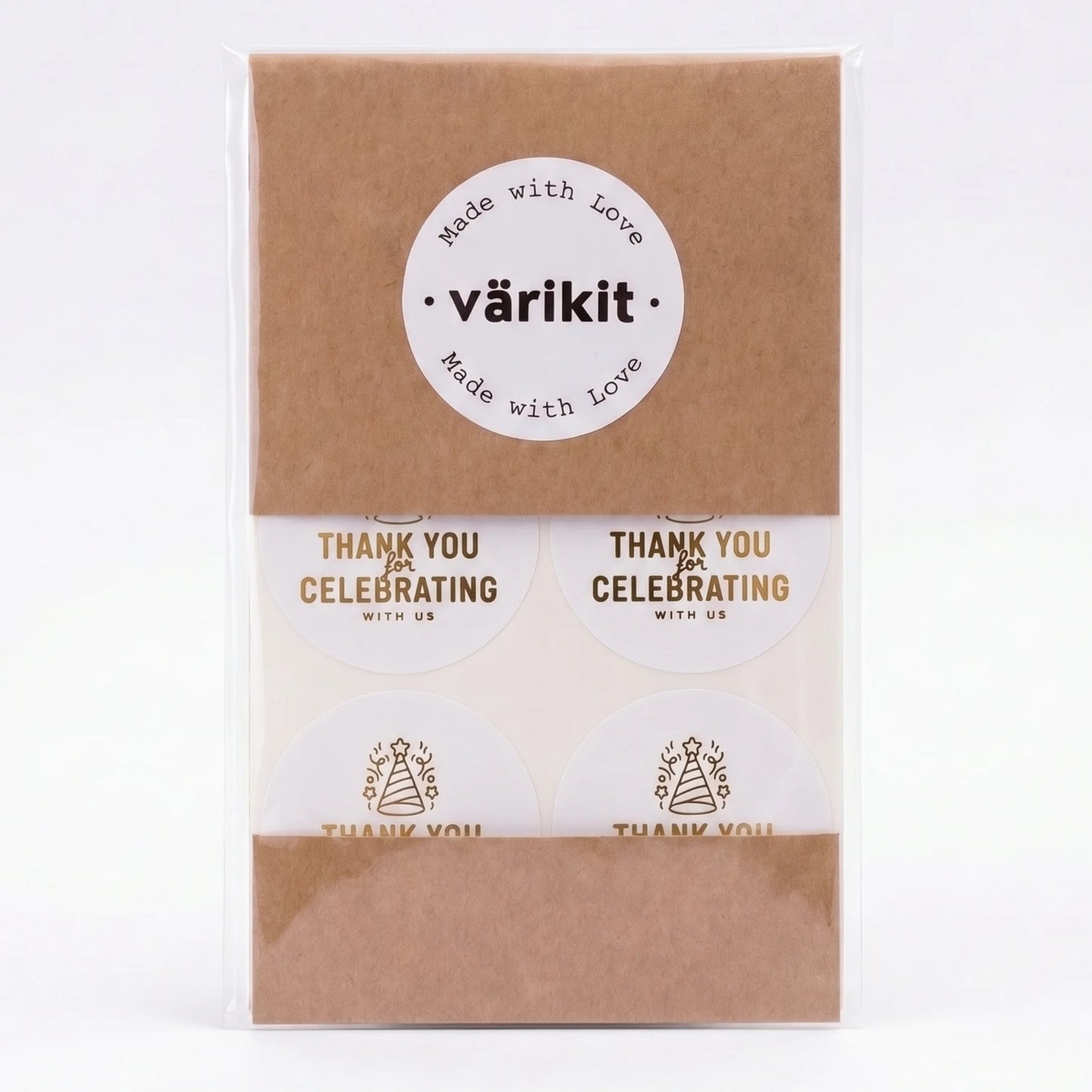 Playful Thank You Stickers for Small Business, Party Hat Sparkles, 2-Inch Round, 60 Labels | Varikit
