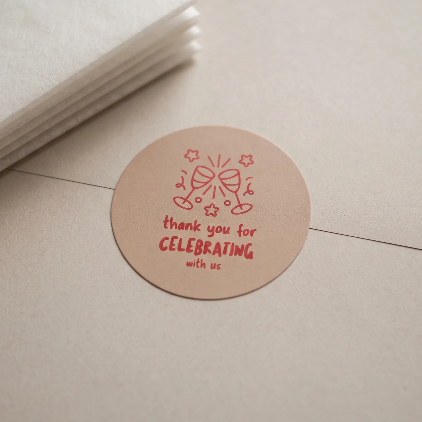 Playful Thank You Stickers for Small Business, Clinking Champagne Glasses, 2-Inch Round, 60 Labels | Varikit