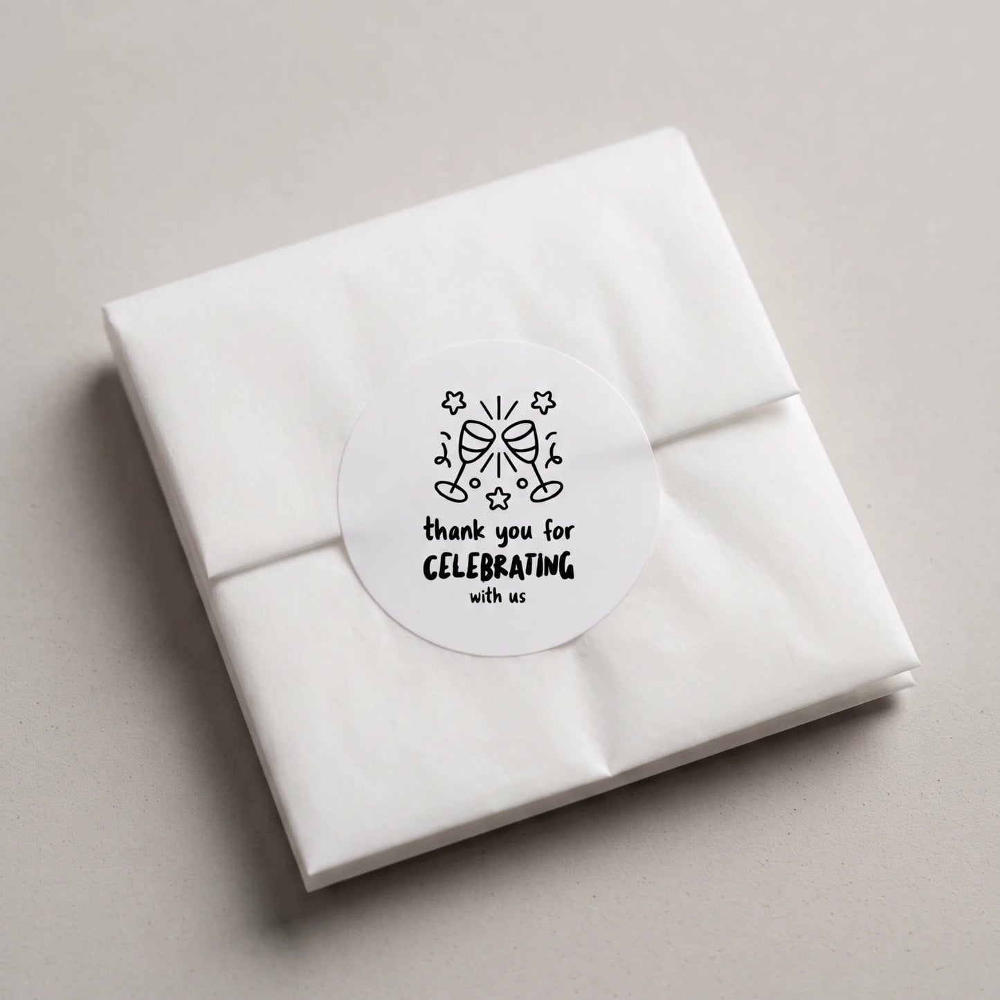 Playful Thank You Stickers for Small Business, Clinking Champagne Glasses, 2-Inch Round, 60 Labels | Varikit