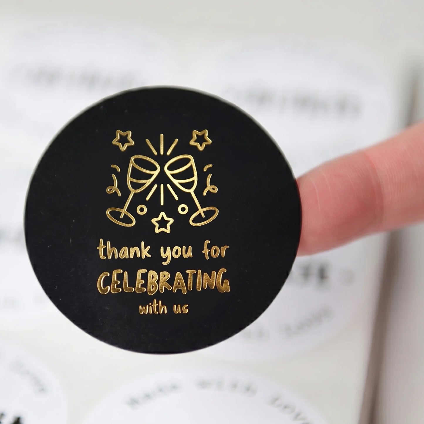 Playful Thank You Stickers for Small Business, Clinking Champagne Glasses, 2-Inch Round, 60 Labels | Varikit
