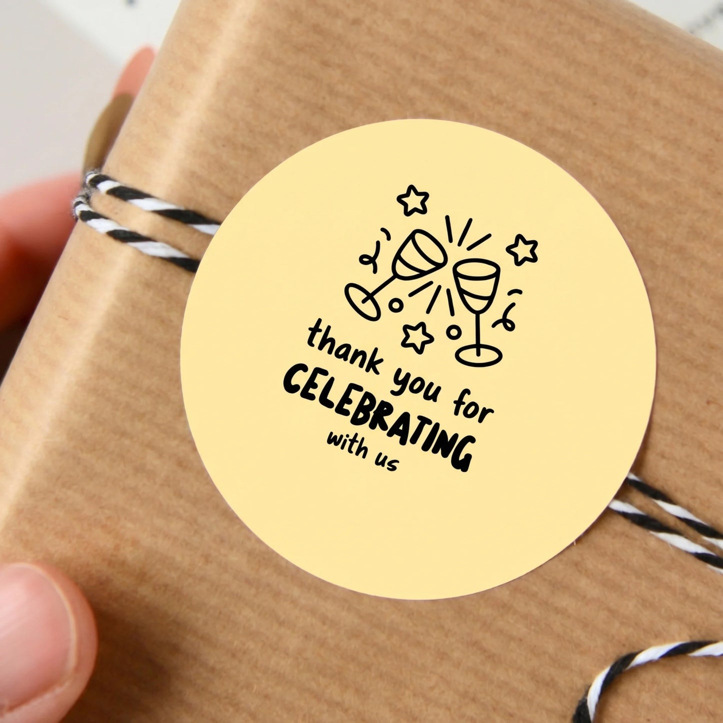 Playful Thank You Stickers for Small Business, Clinking Champagne Glasses, 2-Inch Round, 60 Labels | Varikit