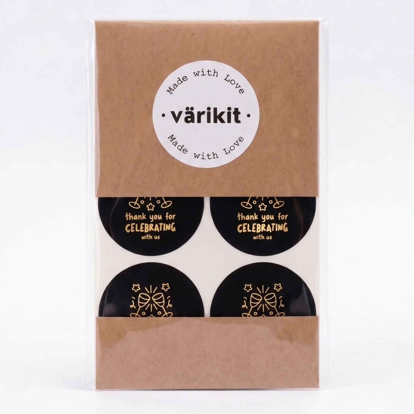 Playful Thank You Stickers for Small Business, Clinking Champagne Glasses, 2-Inch Round, 60 Labels | Varikit