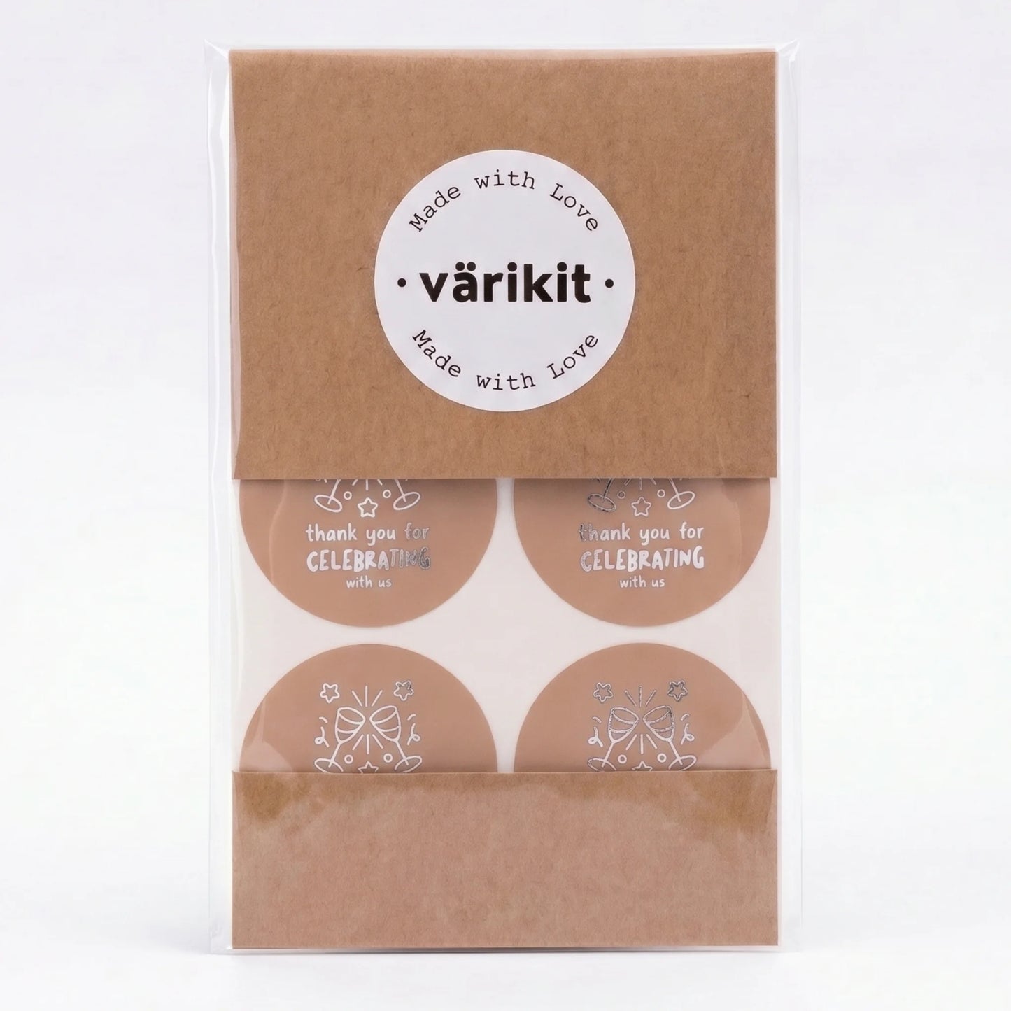Playful Thank You Stickers for Small Business, Clinking Champagne Glasses, 2-Inch Round, 60 Labels | Varikit