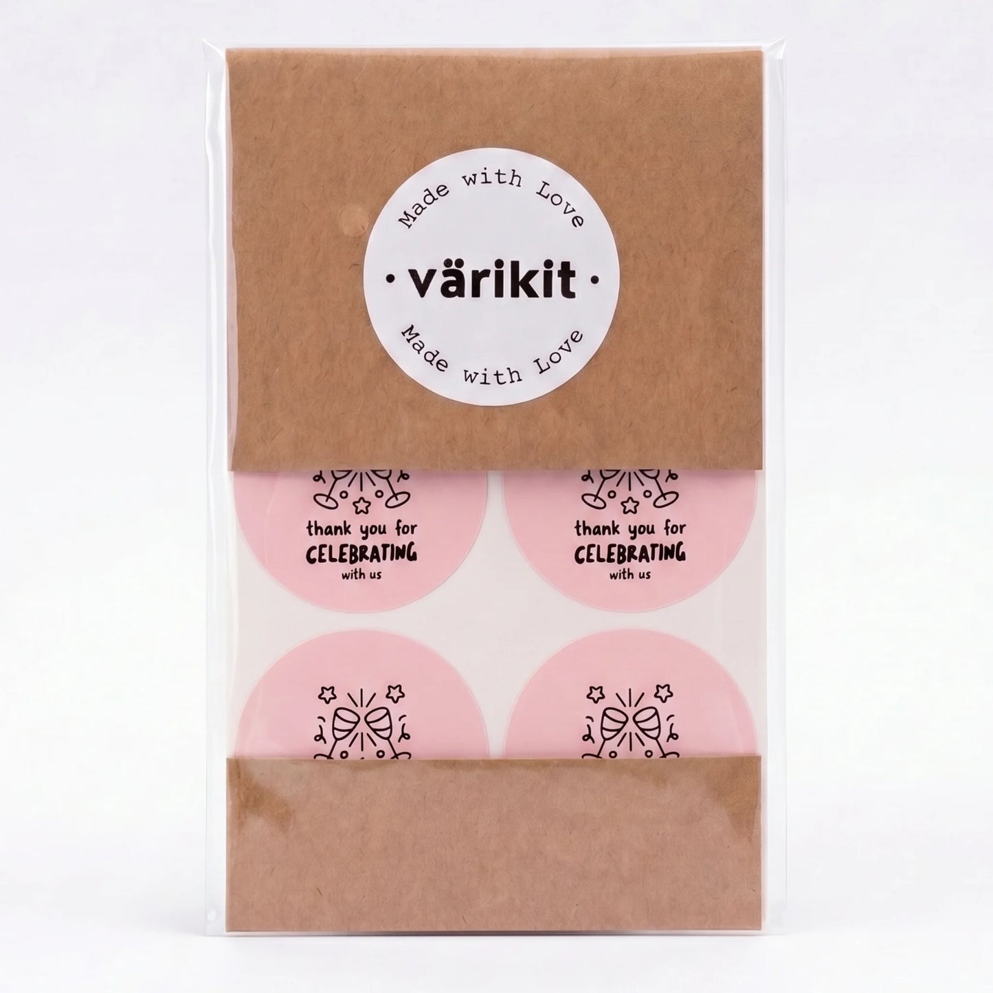 Playful Thank You Stickers for Small Business, Clinking Champagne Glasses, 2-Inch Round, 60 Labels | Varikit
