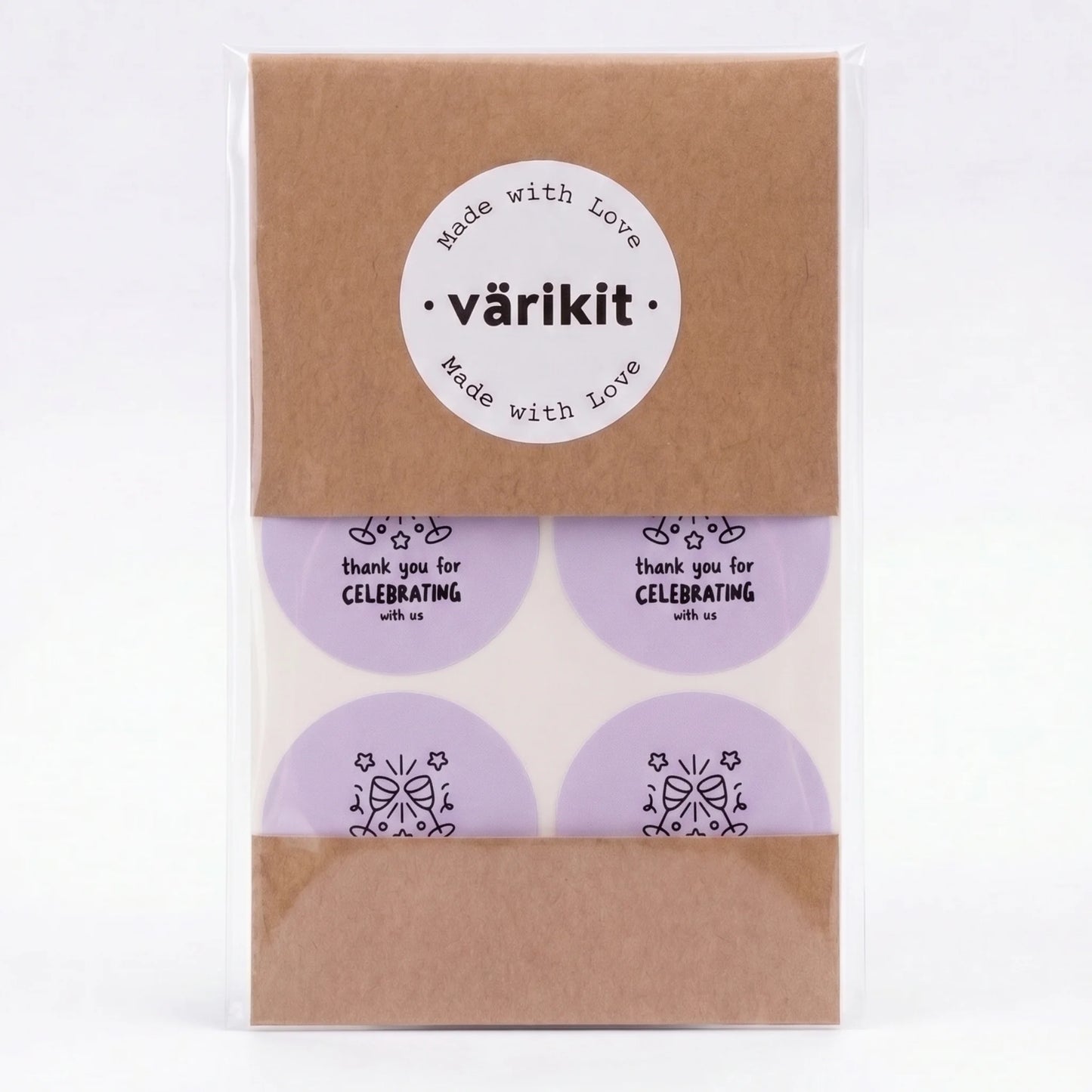 Playful Thank You Stickers for Small Business, Clinking Champagne Glasses, 2-Inch Round, 60 Labels | Varikit