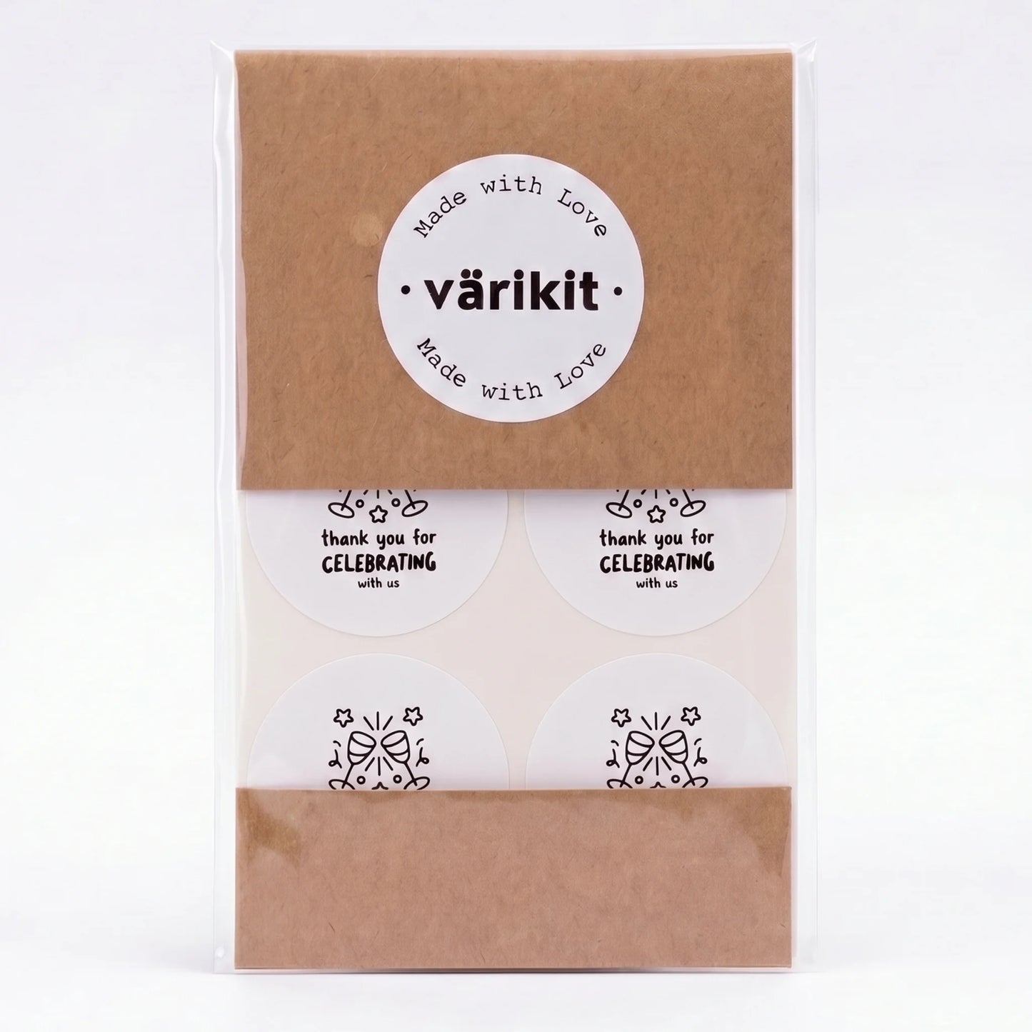 Playful Thank You Stickers for Small Business, Clinking Champagne Glasses, 2-Inch Round, 60 Labels | Varikit