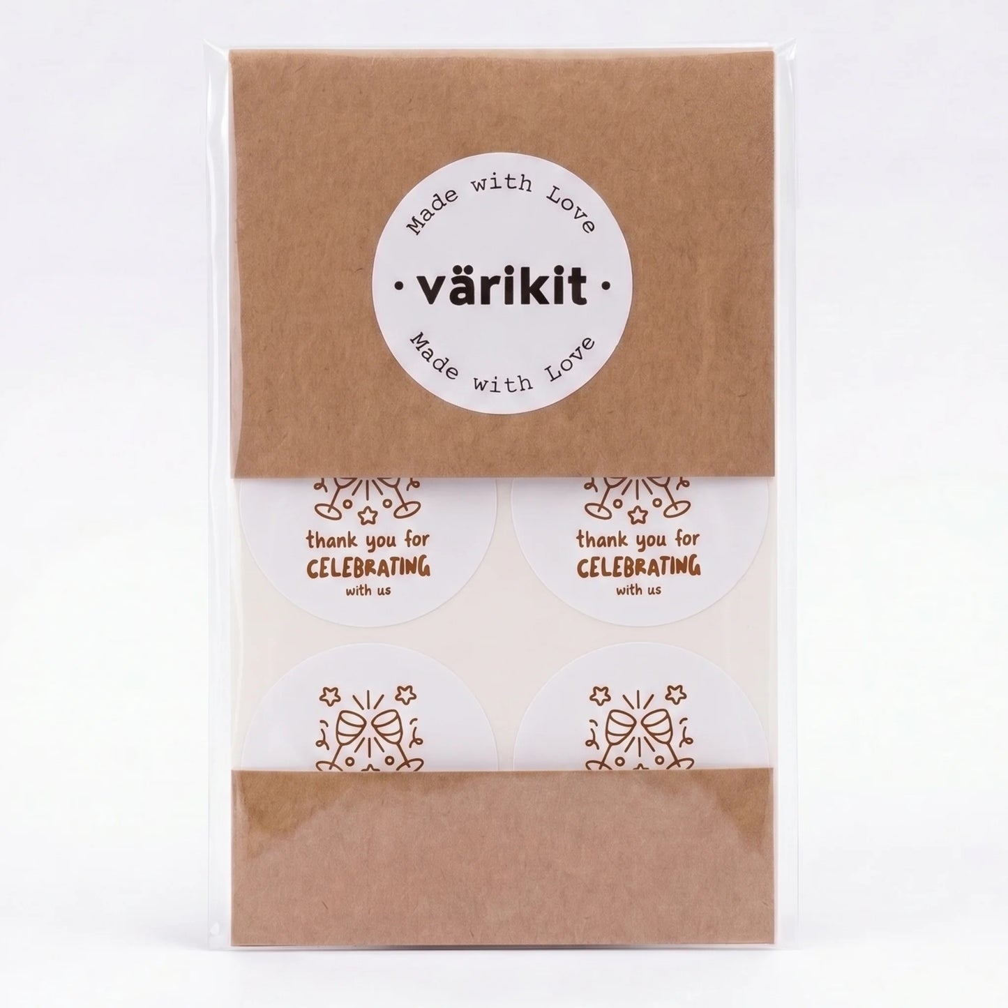 Playful Thank You Stickers for Small Business, Clinking Champagne Glasses, 2-Inch Round, 60 Labels | Varikit