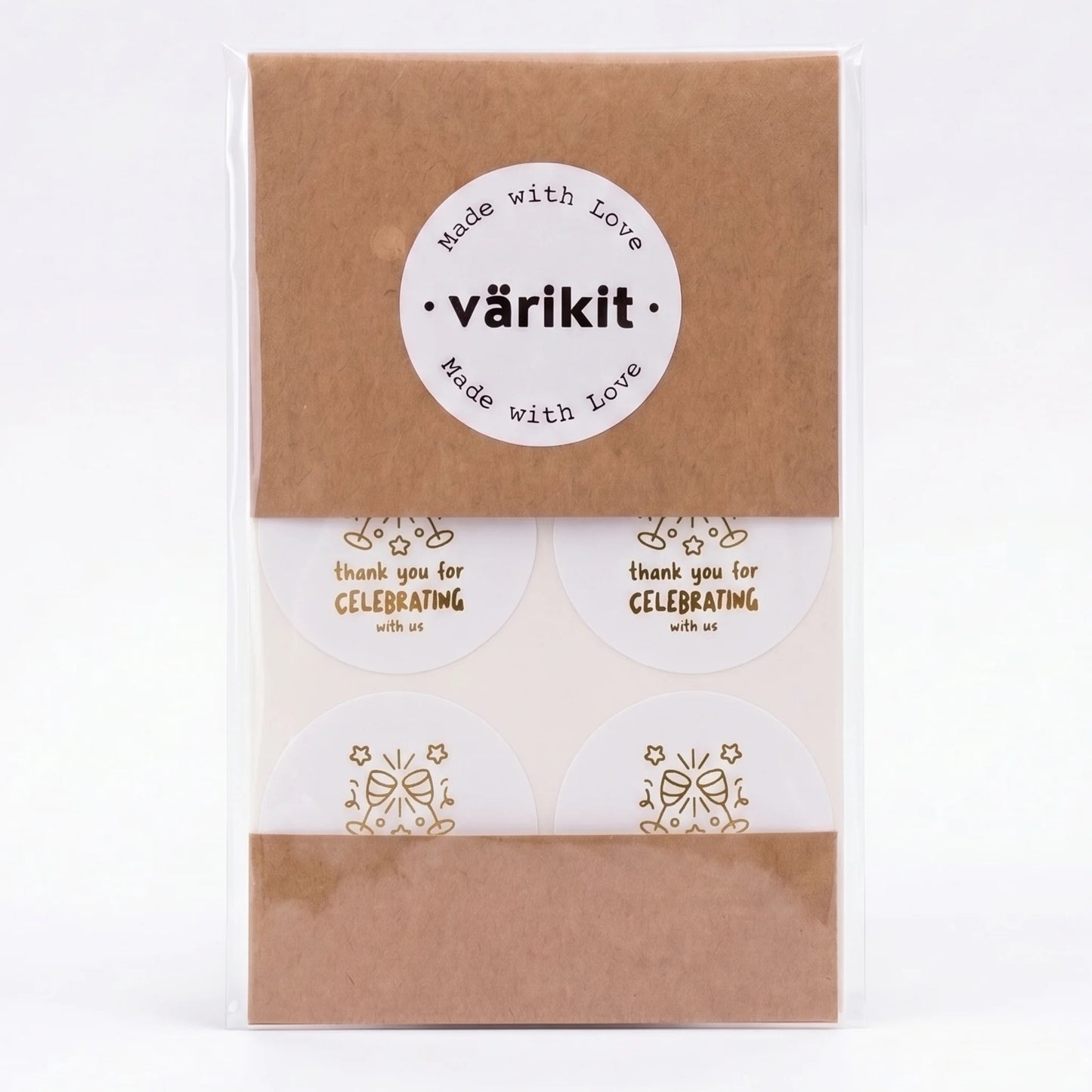 Playful Thank You Stickers for Small Business, Clinking Champagne Glasses, 2-Inch Round, 60 Labels | Varikit
