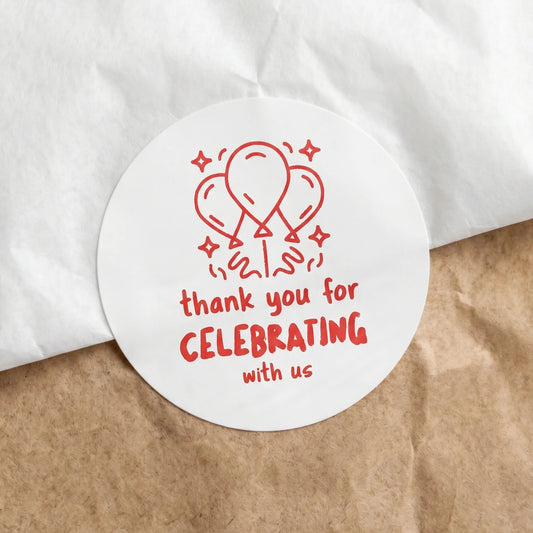 Playful Thank You Stickers for Small Business, Festive Balloons, 2-Inch Round, 60 Labels | Varikit