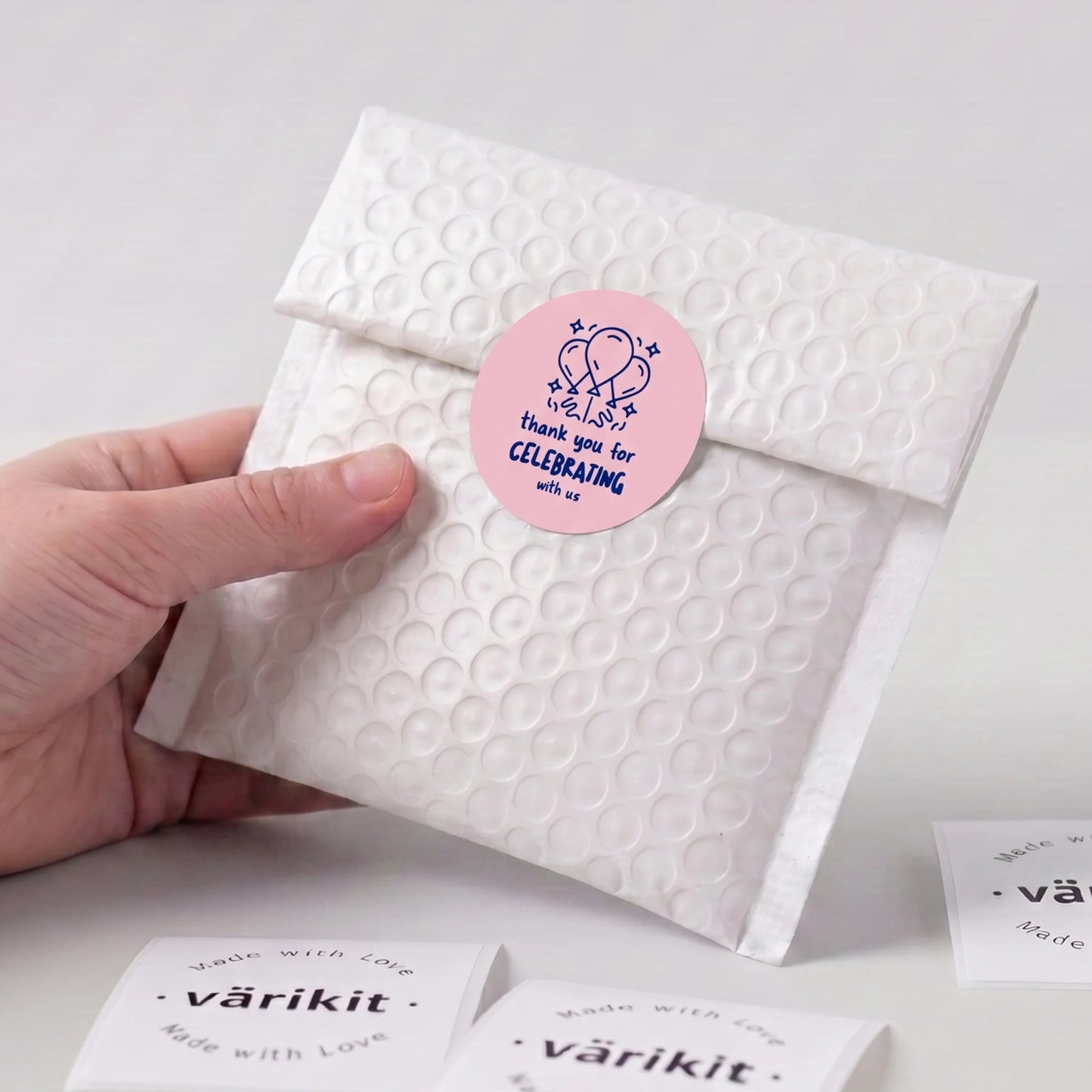 Playful Thank You Stickers for Small Business, Festive Balloons, 2-Inch Round, 60 Labels | Varikit