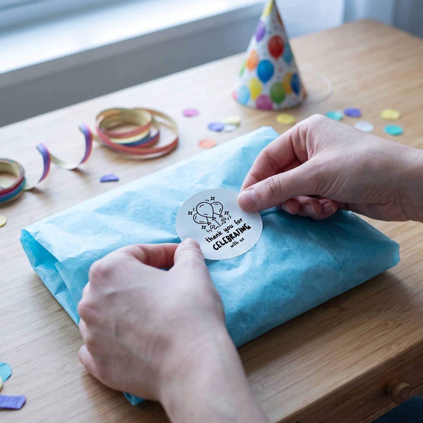Playful Thank You Stickers for Small Business, Festive Balloons, 2-Inch Round, 60 Labels | Varikit