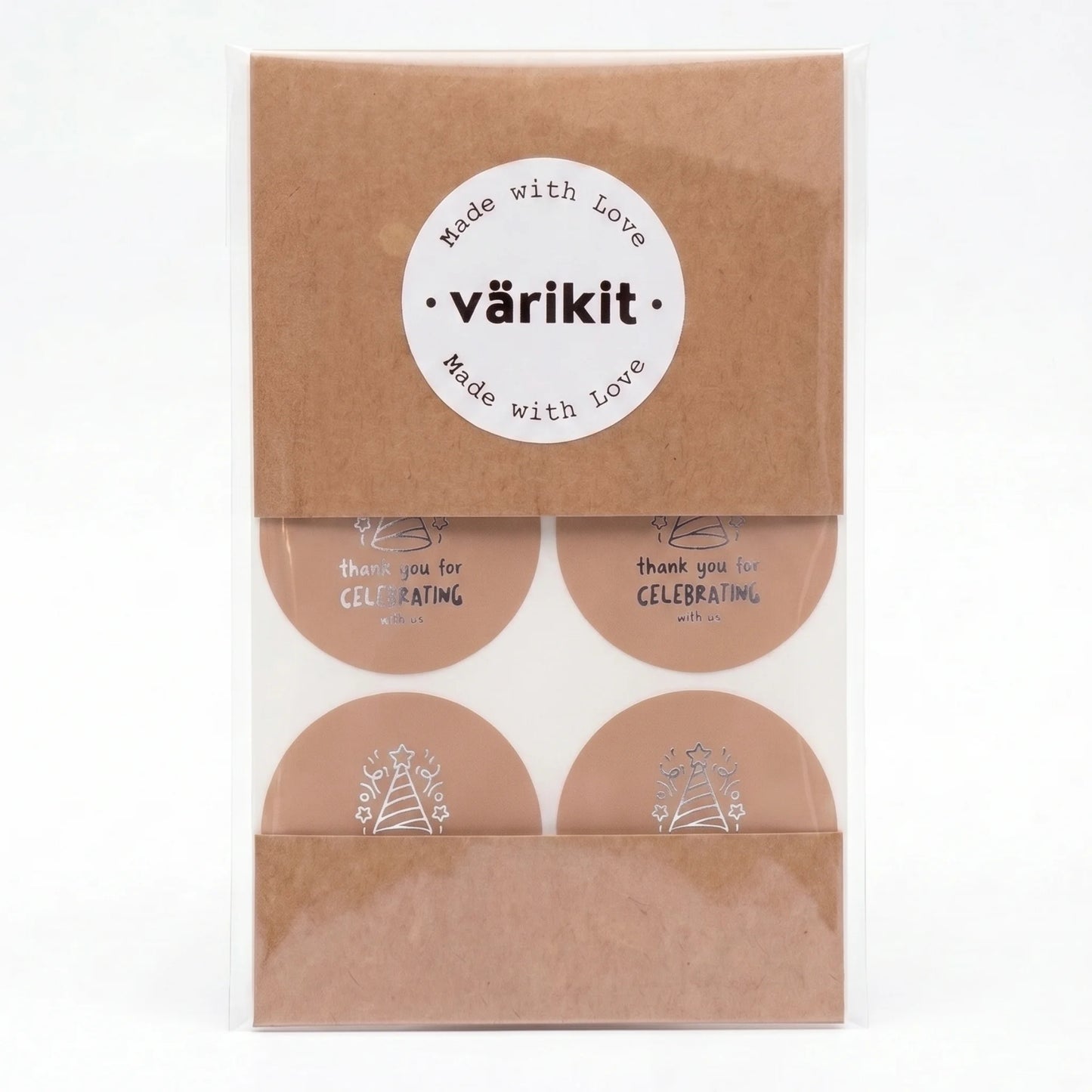 Playful Thank You Stickers for Small Business, Doodle Party Hat, 2-Inch Round, 60 Labels | Varikit